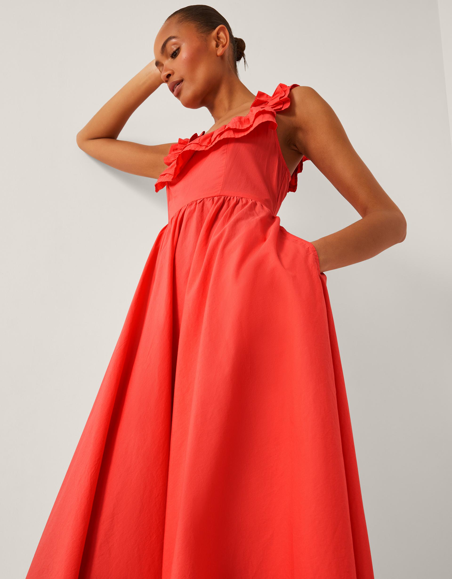 Monsoon Maria Sleeveless Ruffle Midi Dress Orange in Red Lyst UK