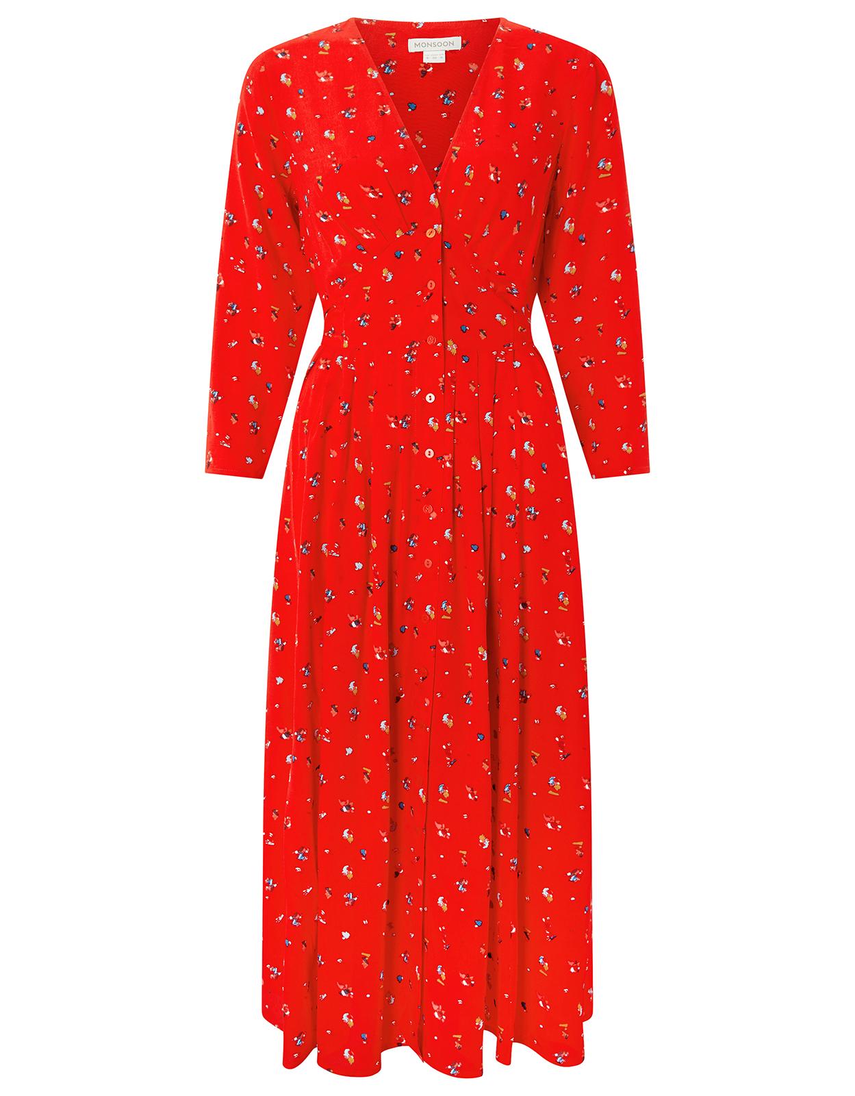 monsoon red floral dress