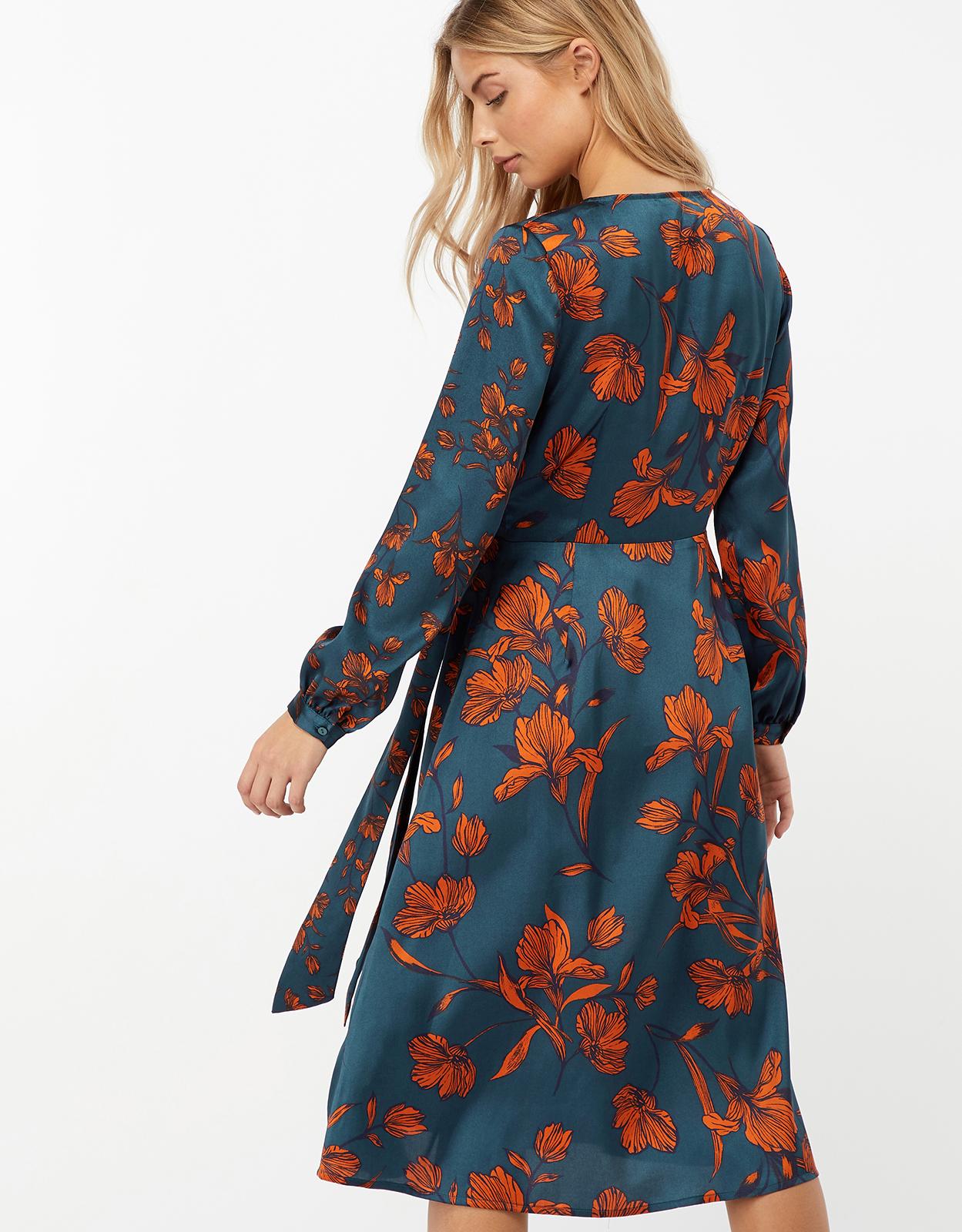 shayna floral print wrap midi dress