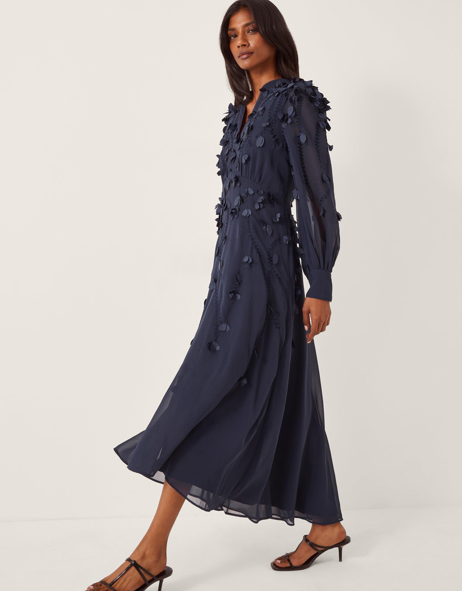 monsoon navy blue dress Buy Monsoon Navy Blue Coraline V-Neck Floral Embroidered Short Sleeve Midi Dress from Next USA