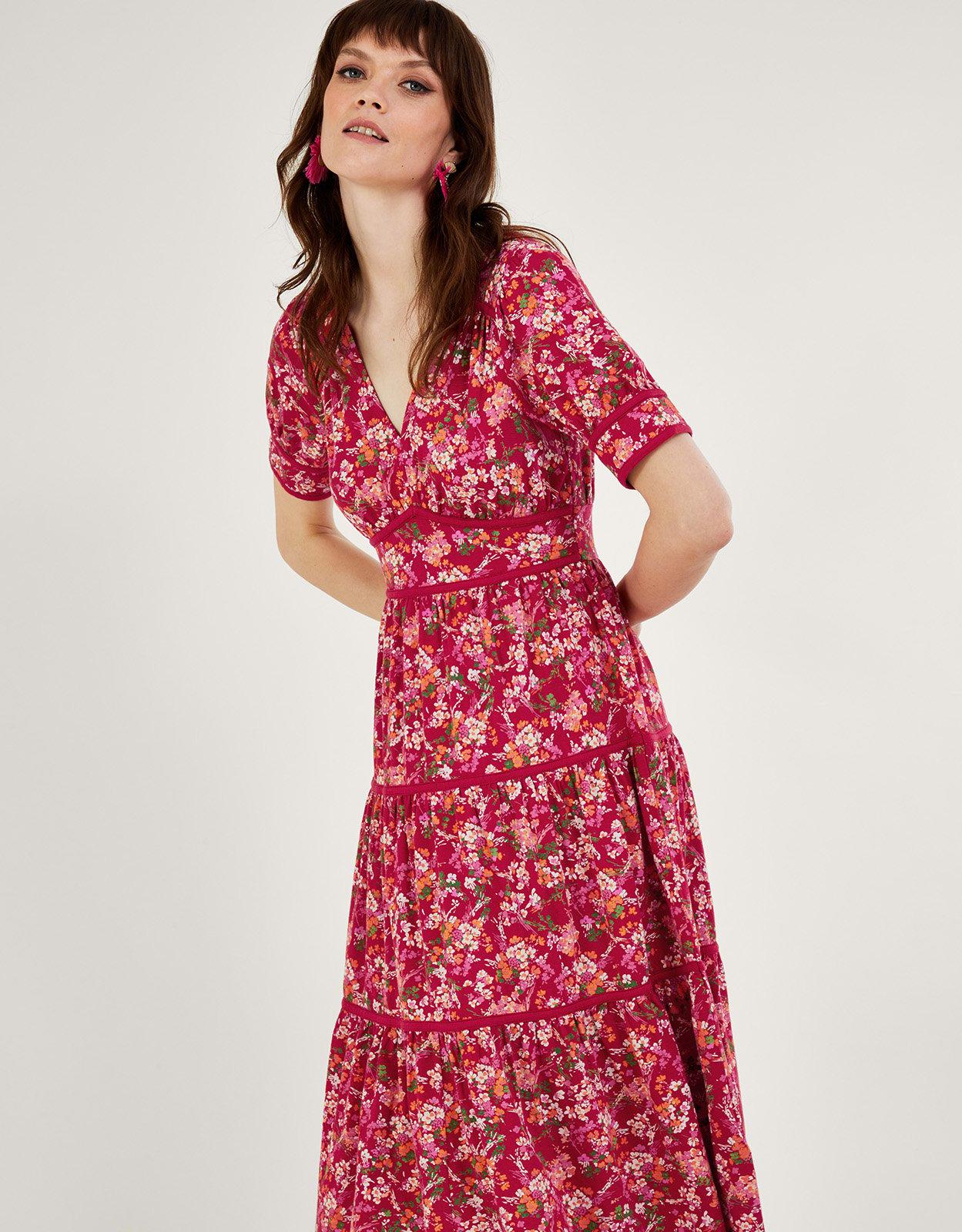 Monsoon Ditsy Floral Midi Dress Red | Lyst UK