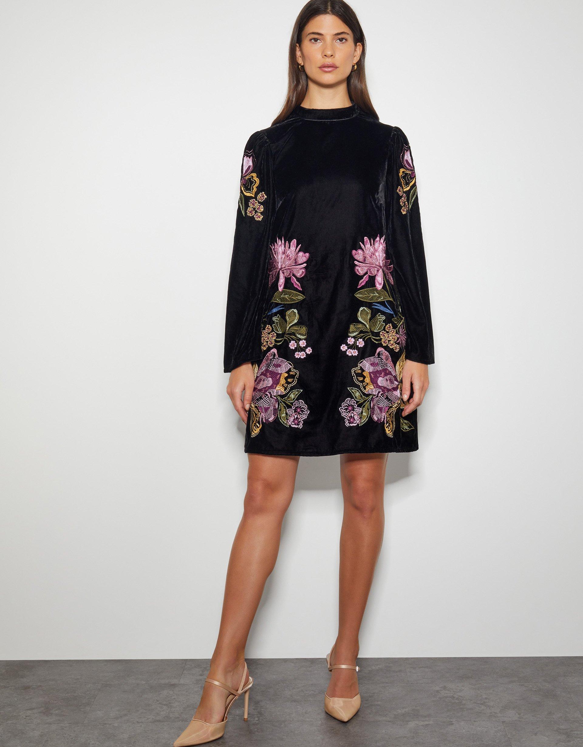 Monsoon black velvet dress hot sale