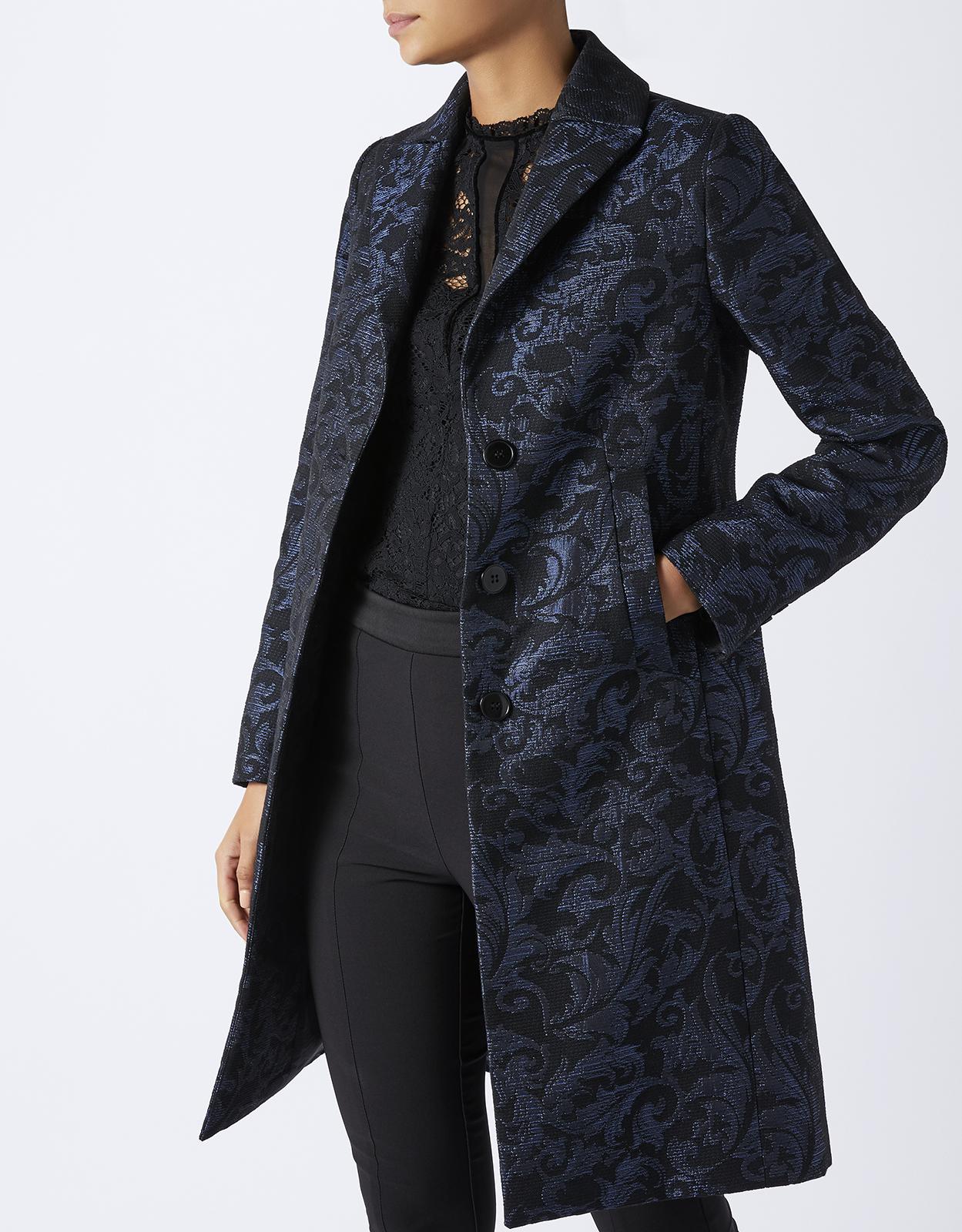 black jacquard coat