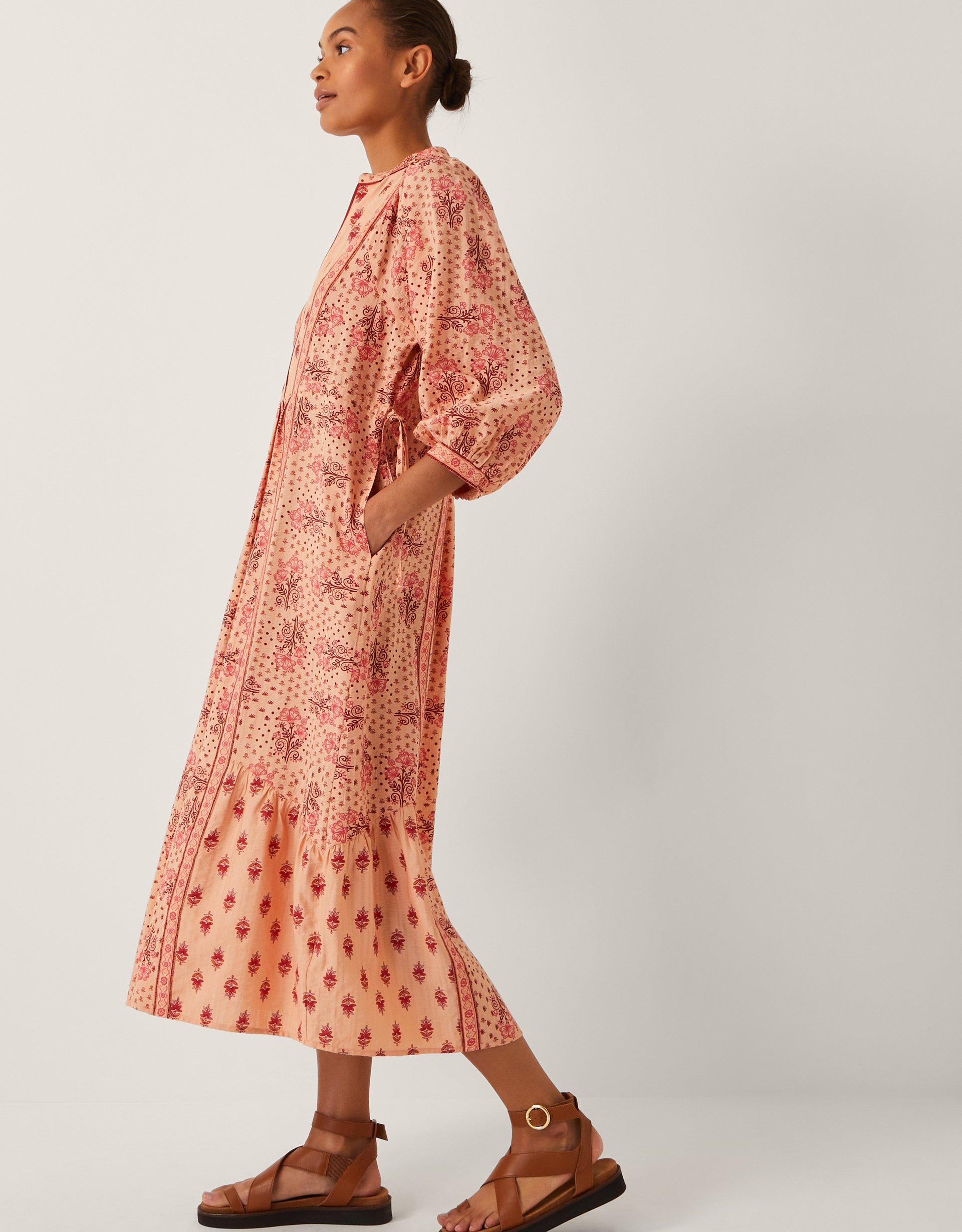 Monsoon Sibyl Contrast Print Midi Dress Orange Lyst UK