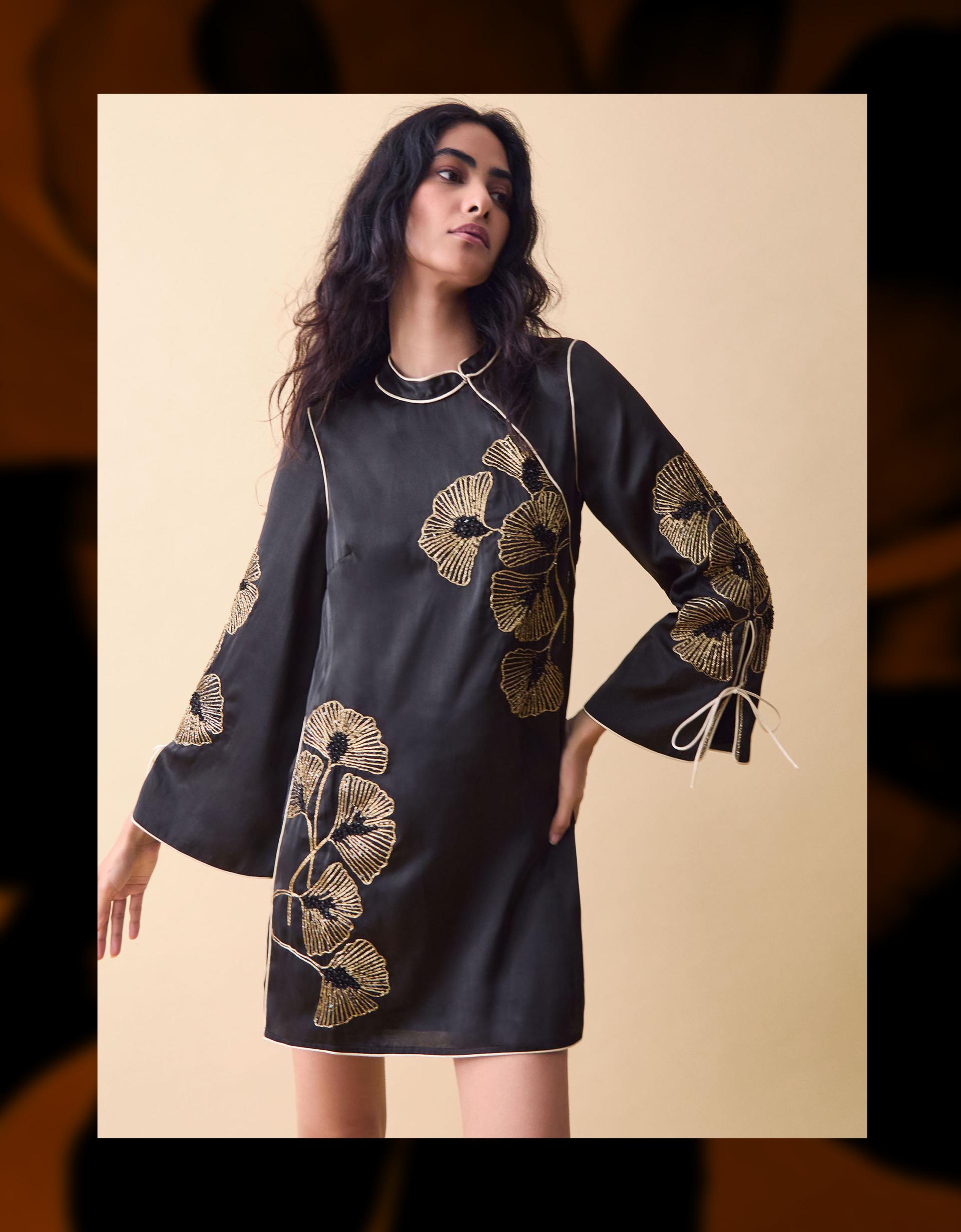 sachin and babi light blue dress White A-line Dress with Floral Hand Embroidery main image 0