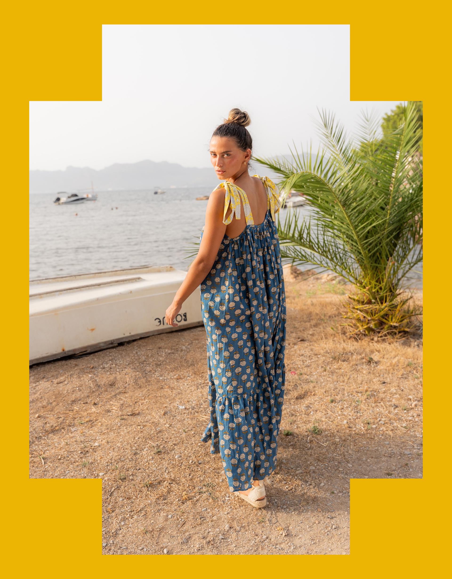 sachin and babi light blue dress Delilah Appliqu Floral Midi Dress Yellow