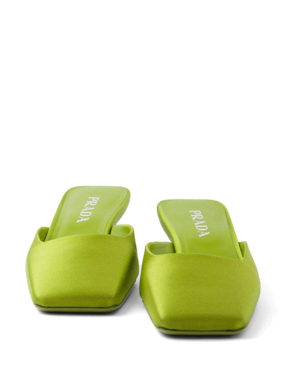 Prada Square-toe Satin Mules in Green | Lyst Canada
