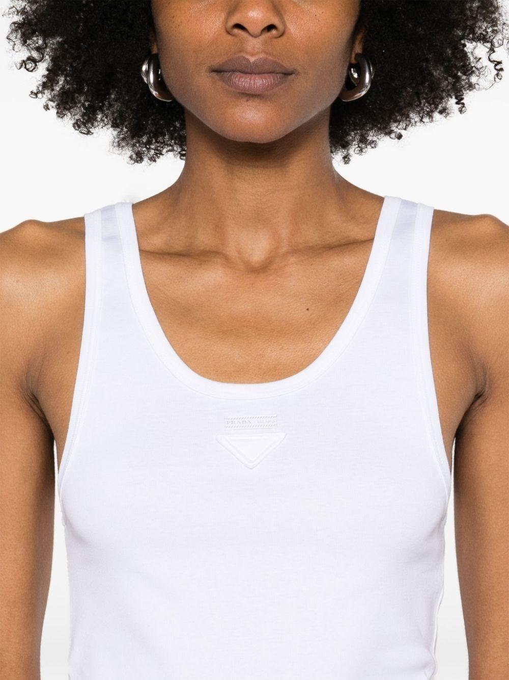 Prada Cotton Sleeveless Top in White | Lyst