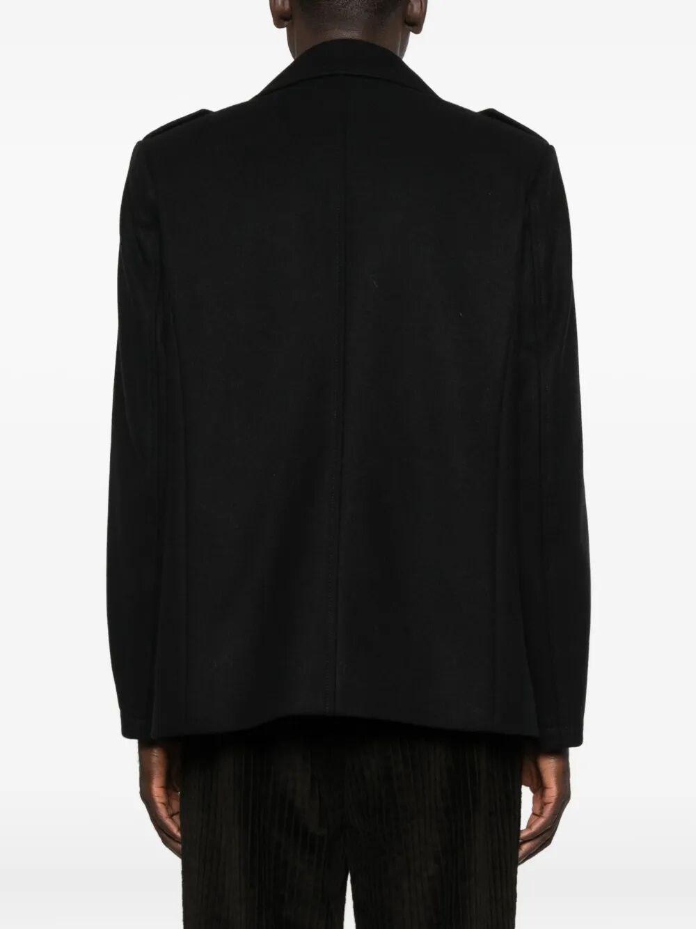 Dolce Gabbana Button-Detail Peacoat in Black for Men Lyst UK