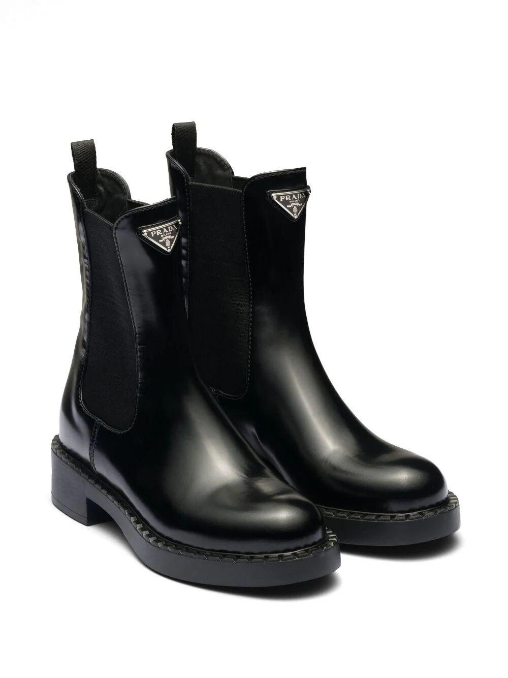 Prada Brushed Leather Chelsea Boots 50 in Black Lyst UK