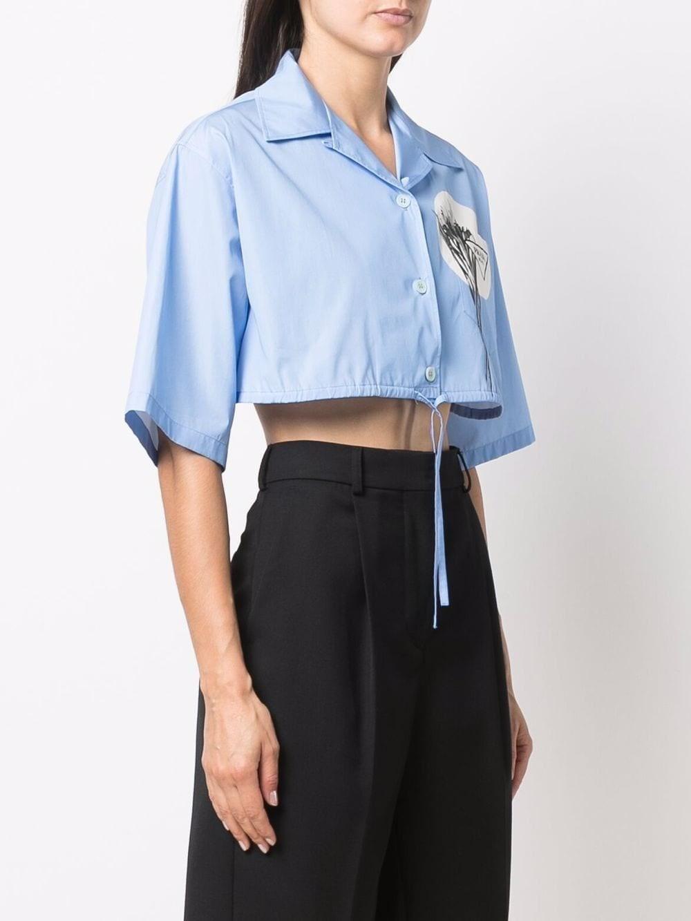 Prada Cotton Logo-print Cropped Shirt 