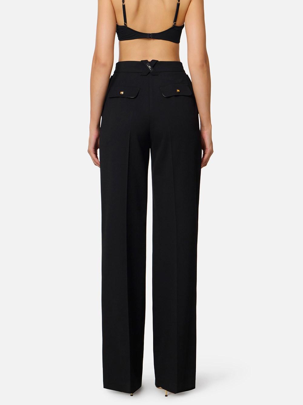 パンツ Elisabetta Franchi Wide-Leg Trousers With High Waist Elisabetta Franchi Wide-leg and palazzo pants for Women