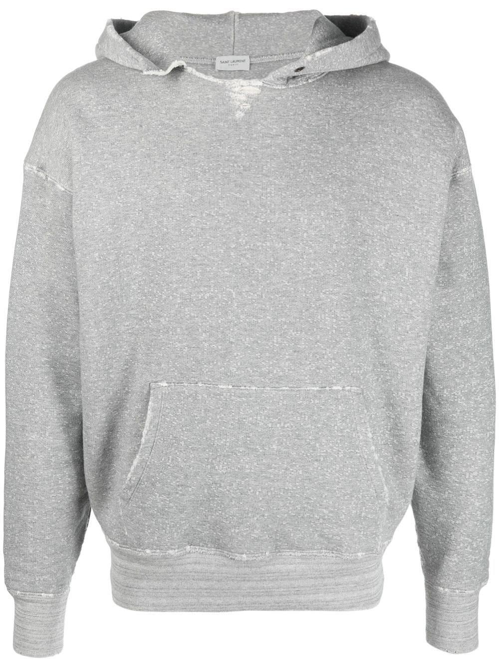 Saint Laurent Grunge Cotton-jersey Hoodie in Gray for Men | Lyst
