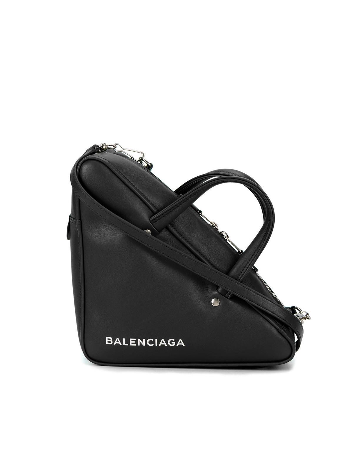 Balenciaga Triangle Duffle Xs Leather Shoulder Bag in Black | Lyst