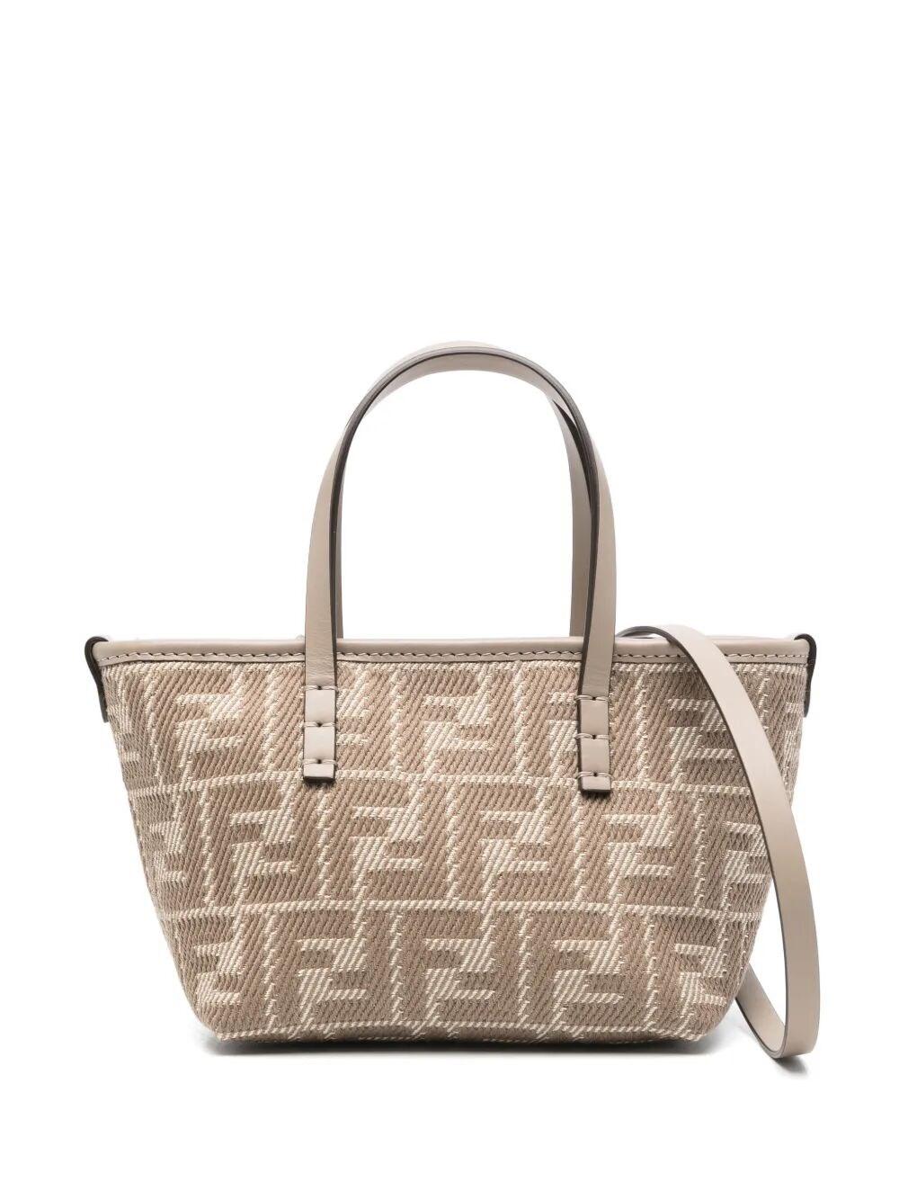 【関税＆送料込み】Fendi Small Roll Blue Denim-Effect Ff Ja Fendi Roll Mini Ff Jacquard Mini Tote Bag in Blue | Lyst