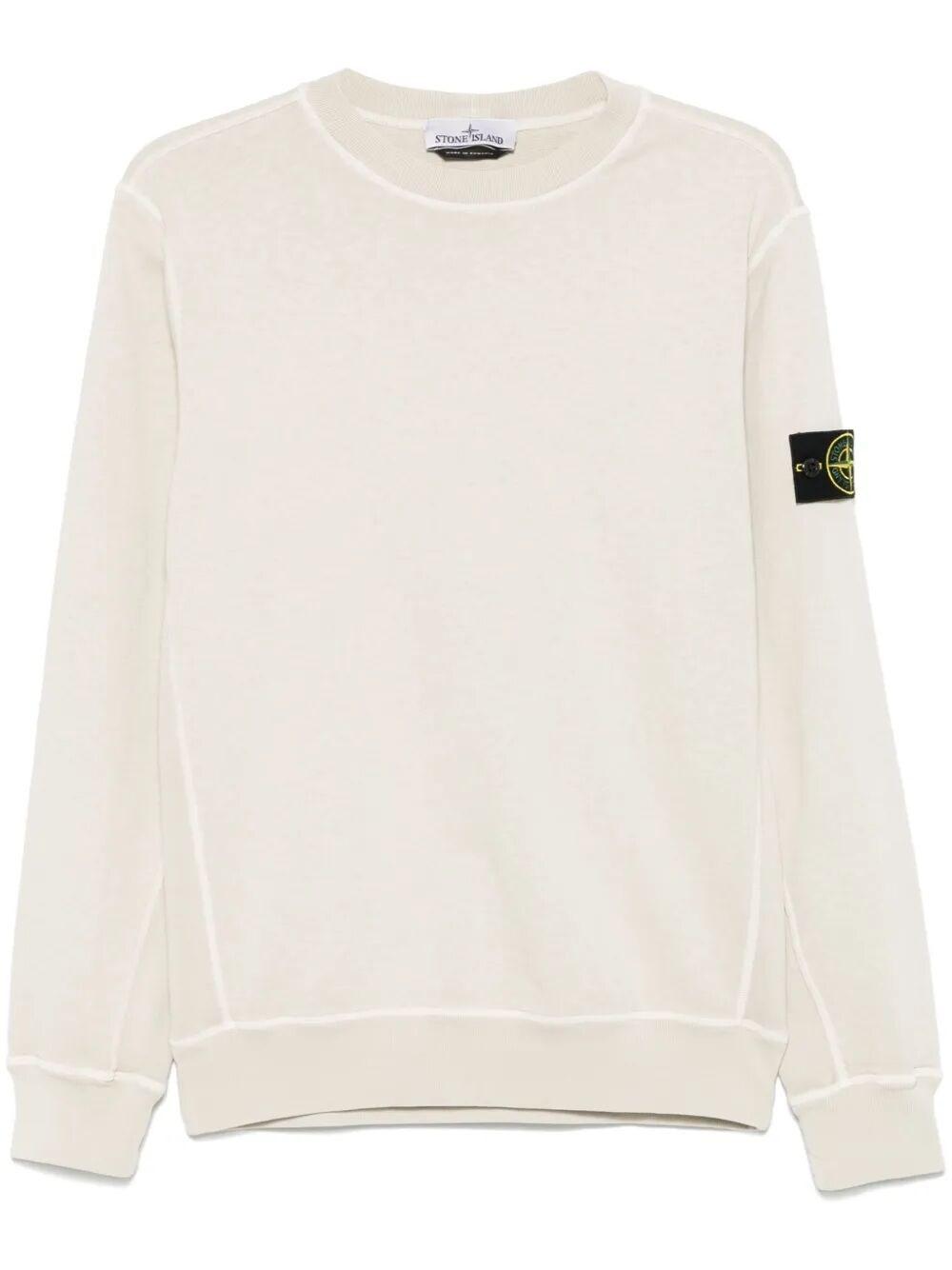 Stone Island Malfilé Fleece Old Effect Sweatshirt in Natural