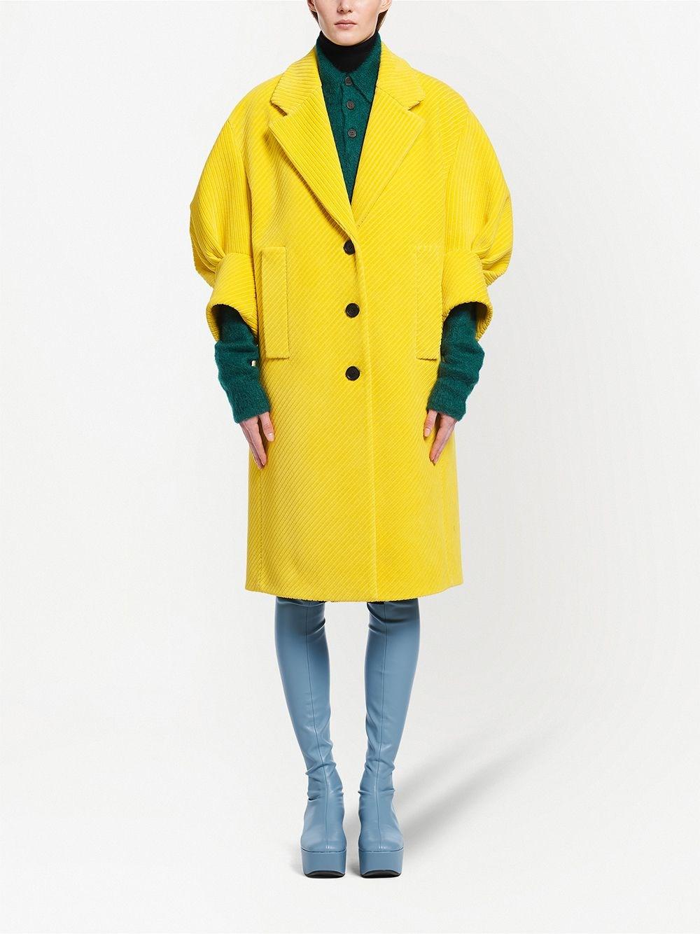 Prada Corduroy Puff-sleeve Coat in Yellow | Lyst