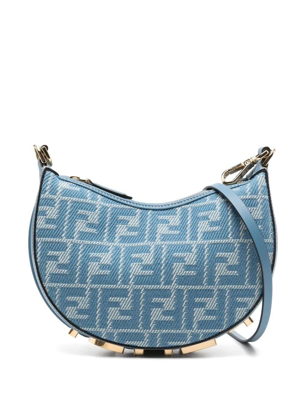 ショルダーバッグ・ポシェット Fendi Fendigraphy Minibag In Jacquard Ff Denim Effect Blue Fendi Fendigraphy Mini Bag In Denim Effect FF Jacquard – SANDS