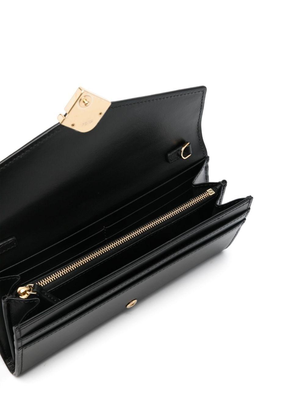 【FENDI】FF Diamond Continental Chain Leather Wallet Black Fendi FF Diamonds Wallet On Chain Black – voilà.id