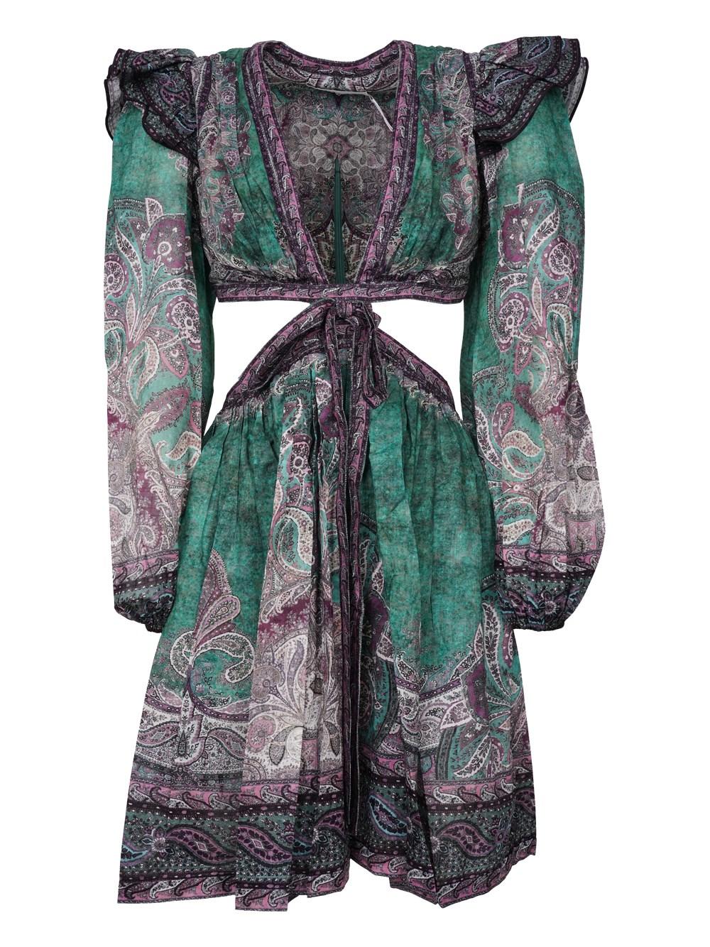 zimmermann paisley cut out dress Zimmermann Cutout Paisley-print Cotton-gauze Mini Dress