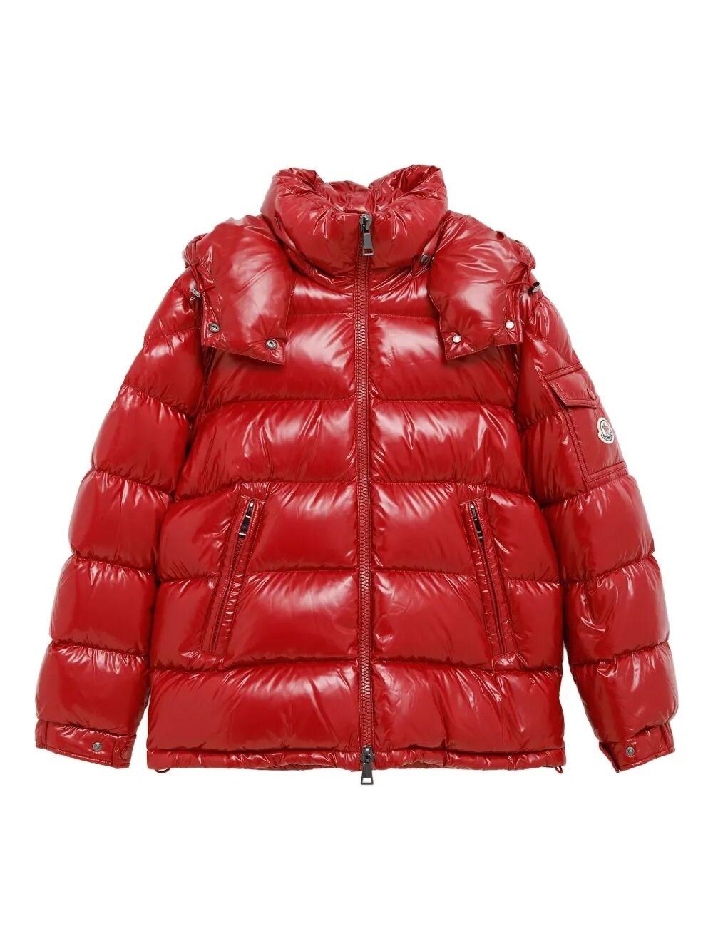 Moncler Glossy 'Maire' Down Jacket With Hood in Red Lyst UK