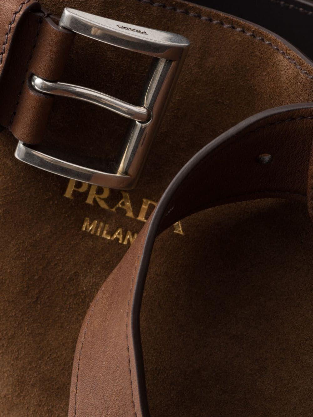 Prada Large Suede Buckle Bag With Belt in Brown | Lyst