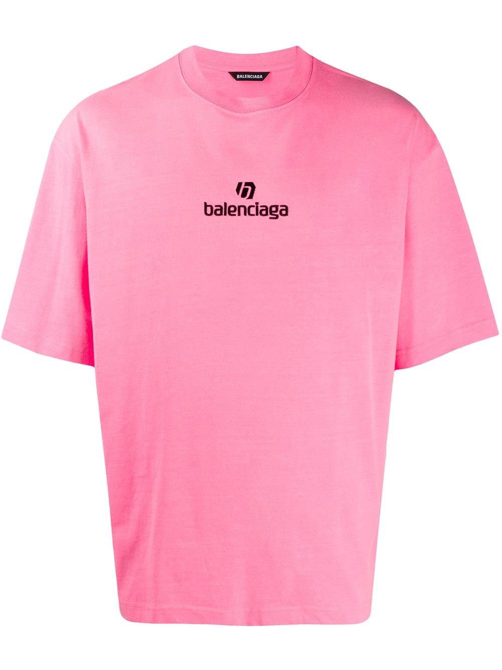 Balenciaga Pink Large Fit Logo TShirt  SSENSE UK