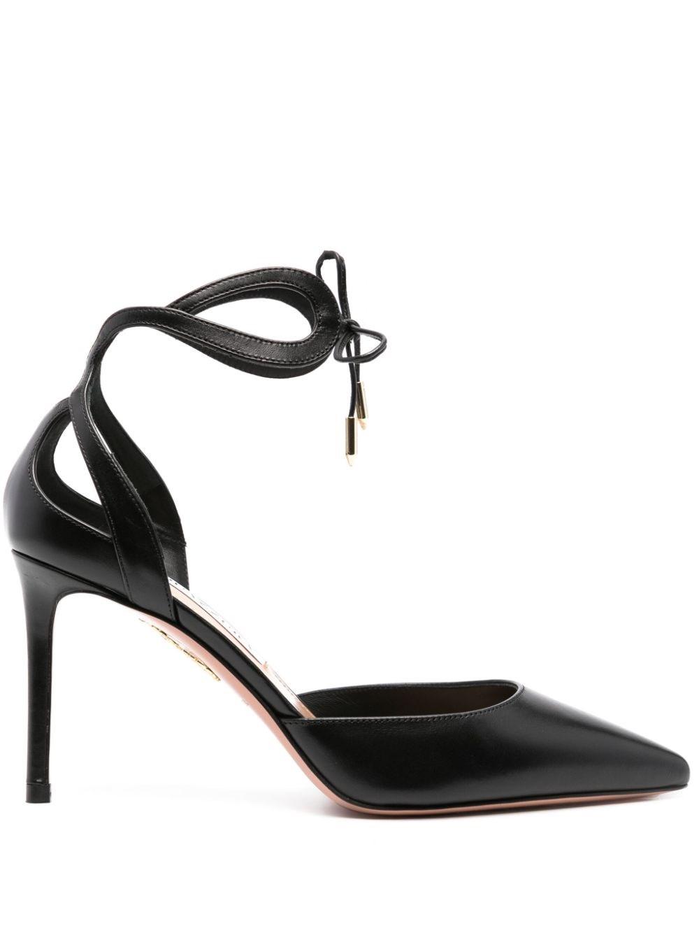 Aquazzura Tessa 105mm Leather Pumps in Black | Lyst