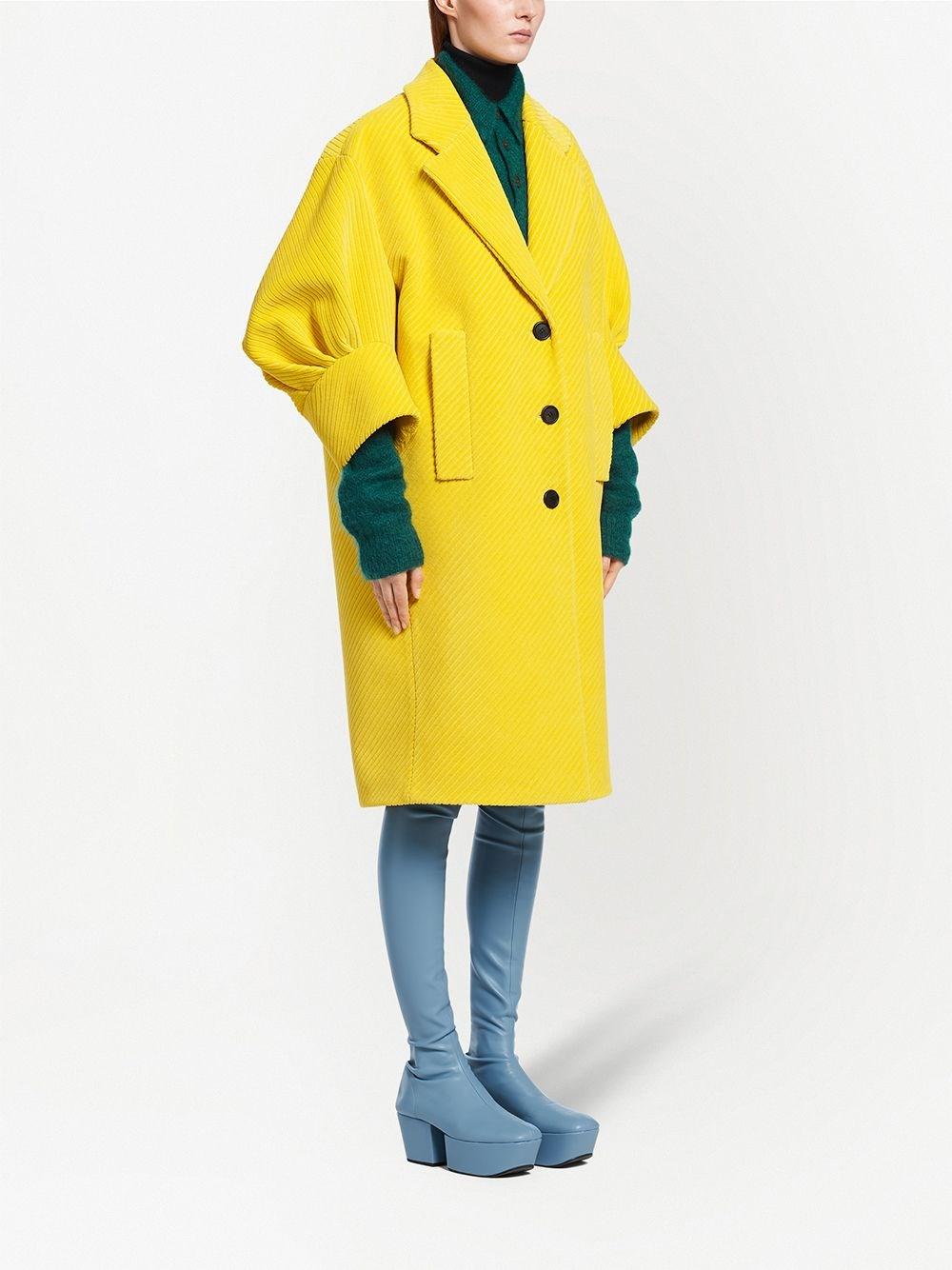 Prada Corduroy Puff-sleeve Coat in Yellow | Lyst