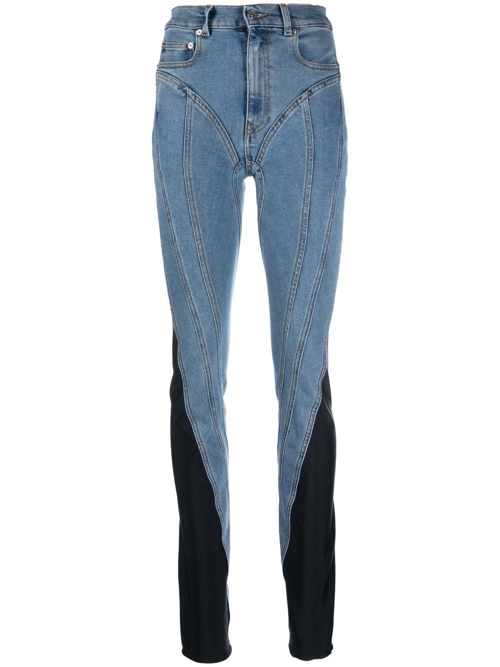 Mugler Twist-panelled High-waist Jeans in Blue | Lyst