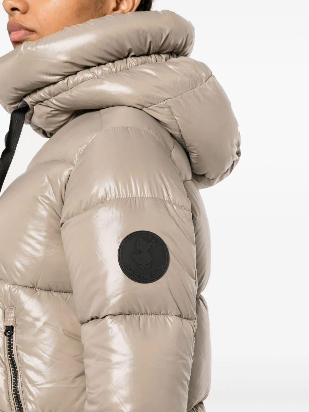 Save The Duck Isabel Hooded Puffer Coat in Gray Lyst