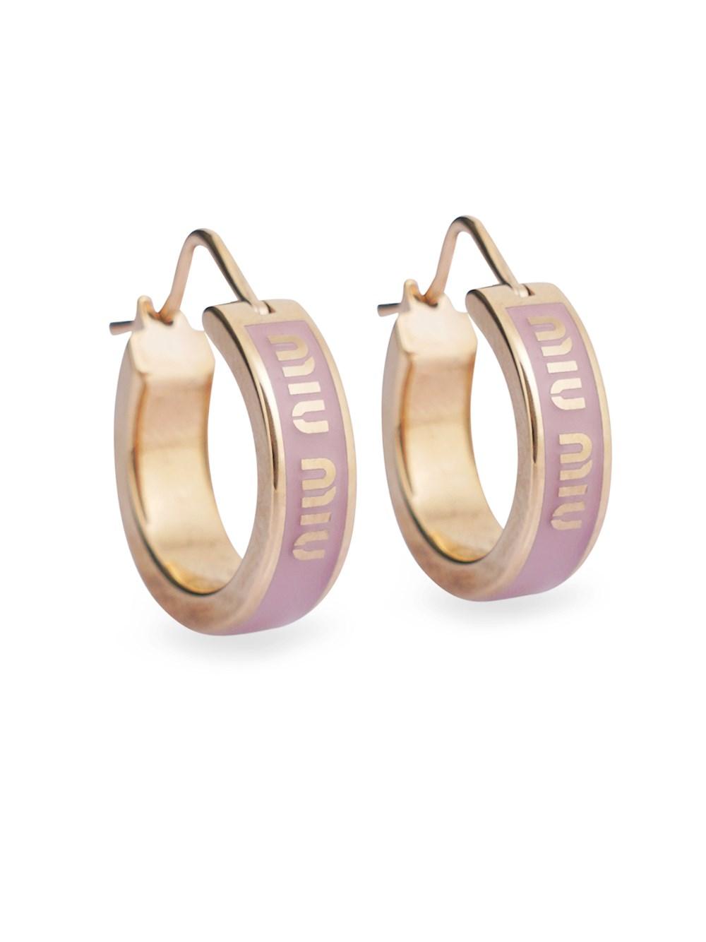 Miu Miu Enameled Metal Earrings in Pink | Lyst Australia