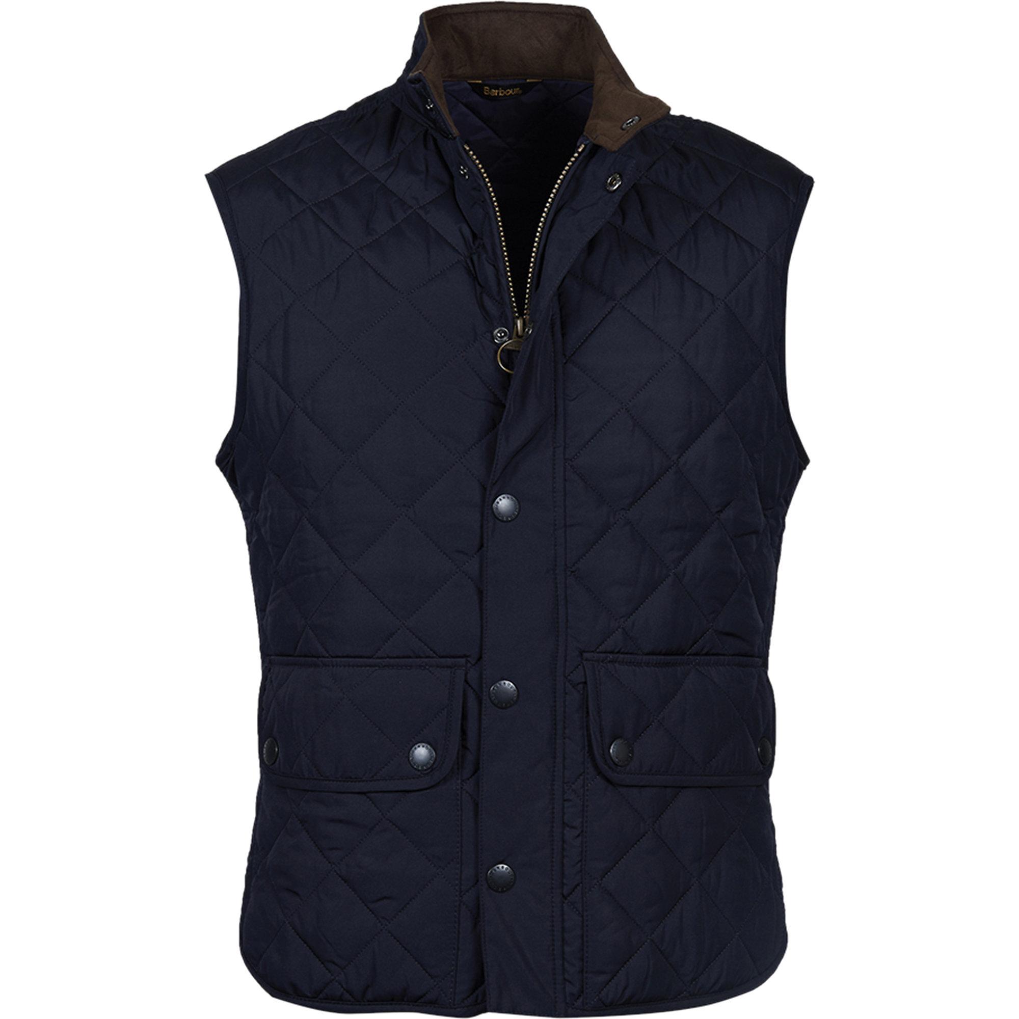 Barbour Leather Lowerdale Gilet in Navy (Blue) for Men - Lyst