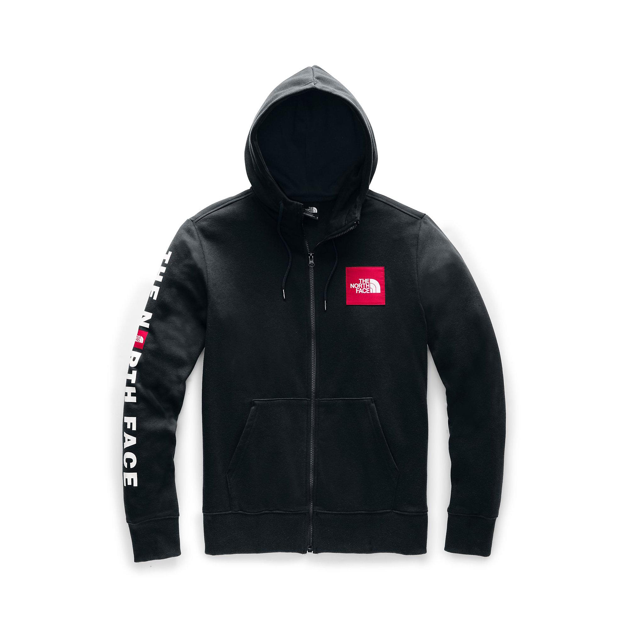 the north face men's red box patch full zip hoodie