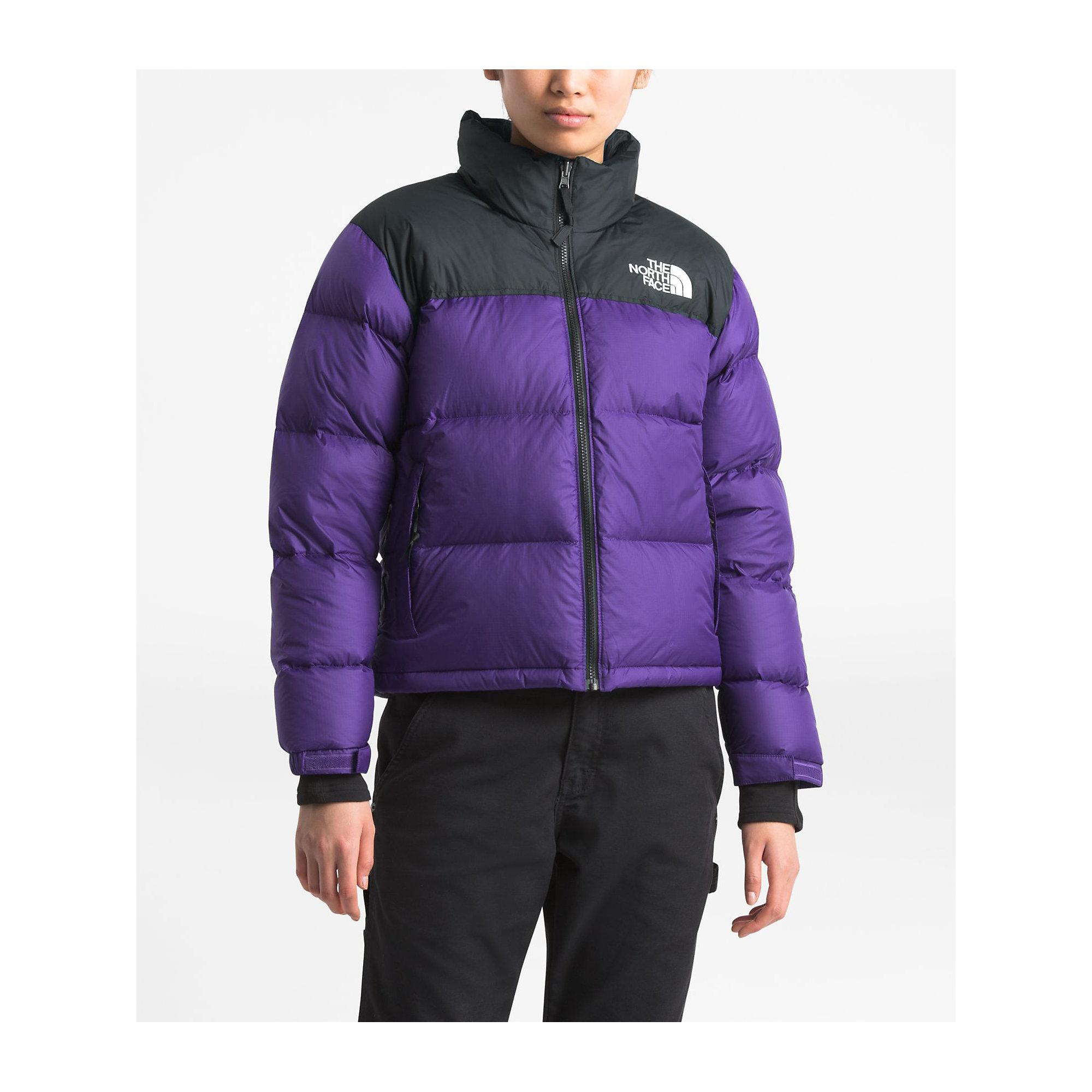 The North Face Goose Cropped Nuptse Jacket In Black Purple Purple Save 64 Lyst