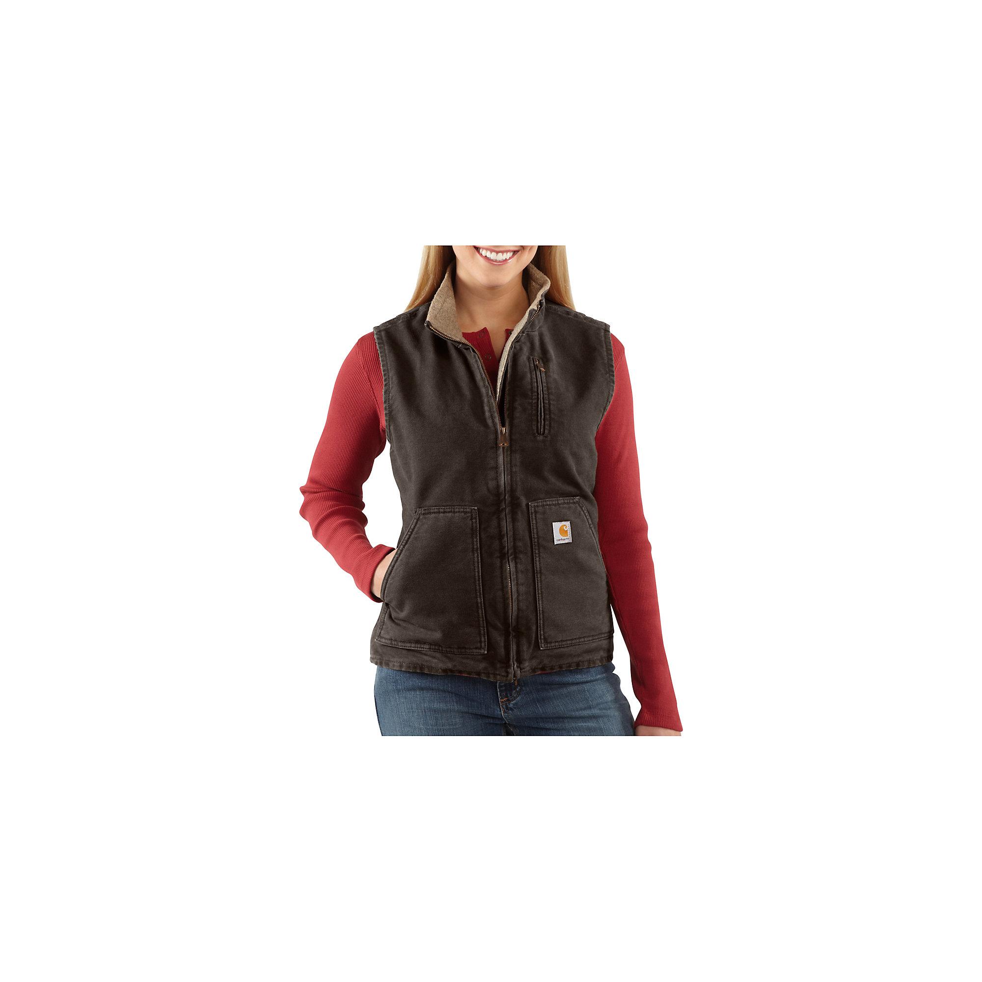 Download Carhartt Fleece Wv001 Sandstone Mock Neck Vest in Dark ...