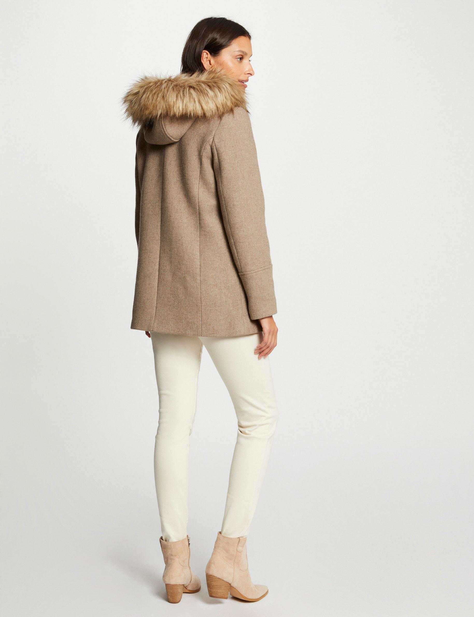 Manteau droit capuche imitation fourrure Morgan en coloris Neutre | Lyst