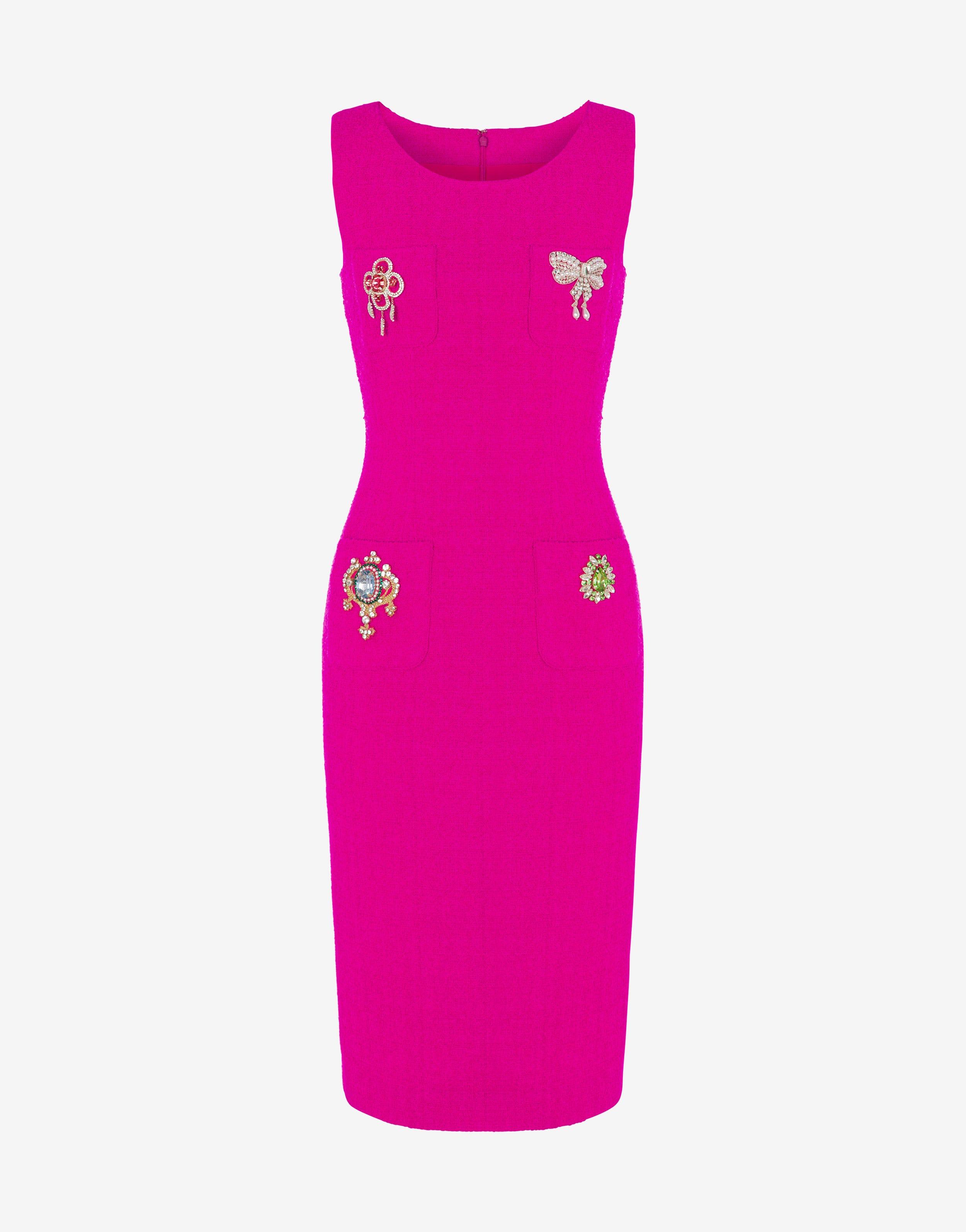 Moschino Jewel Details Bouclé Dress in Pink Lyst