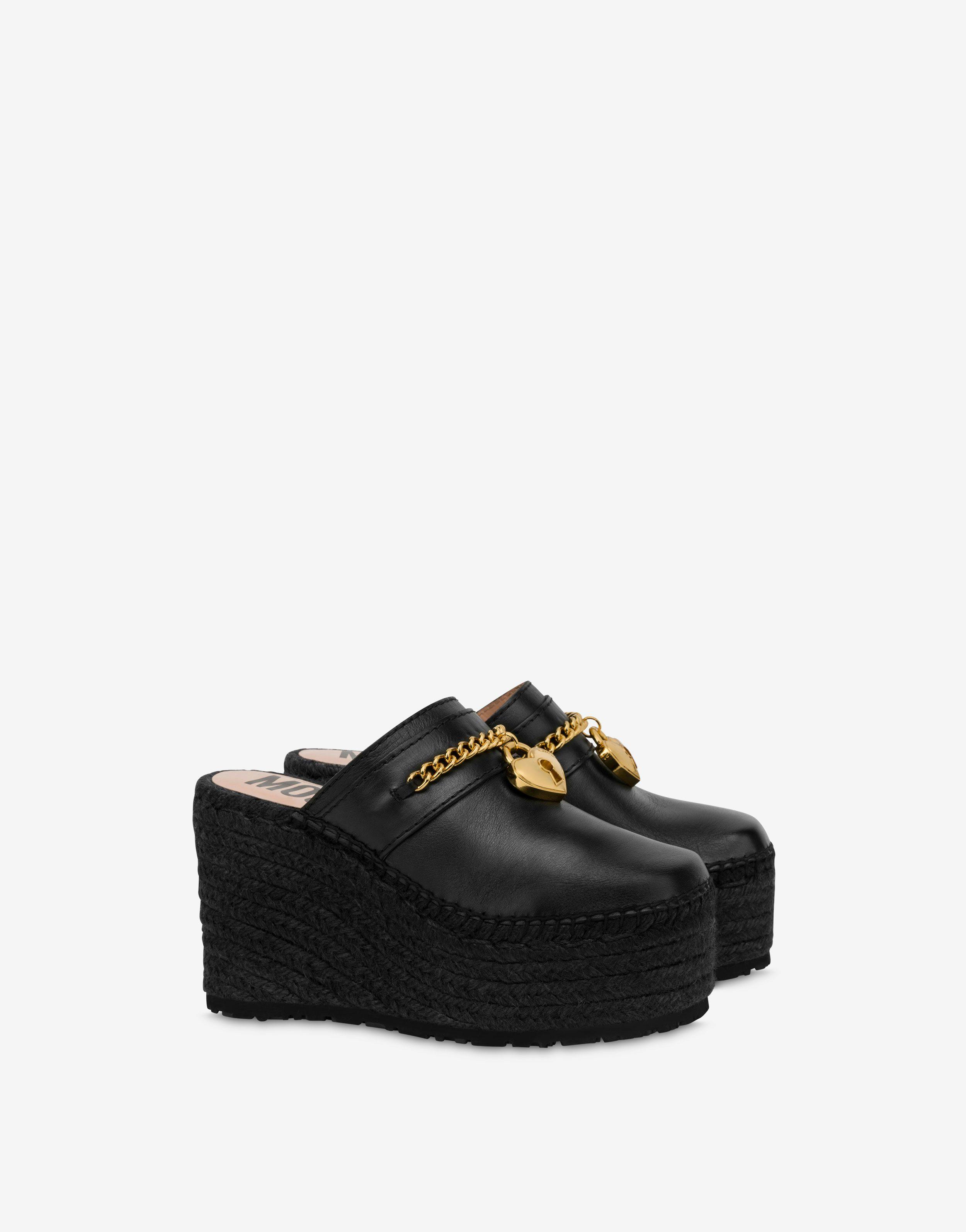 Moschino 100mm heart-detail leather mules - Red