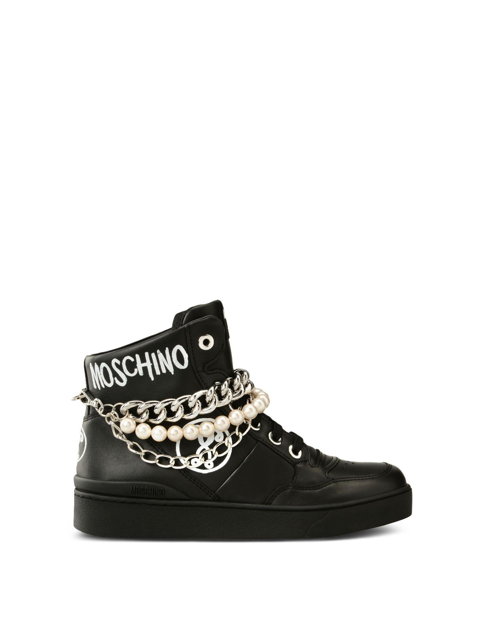 Moschino Leather Sneakers in Black for Men | Lyst