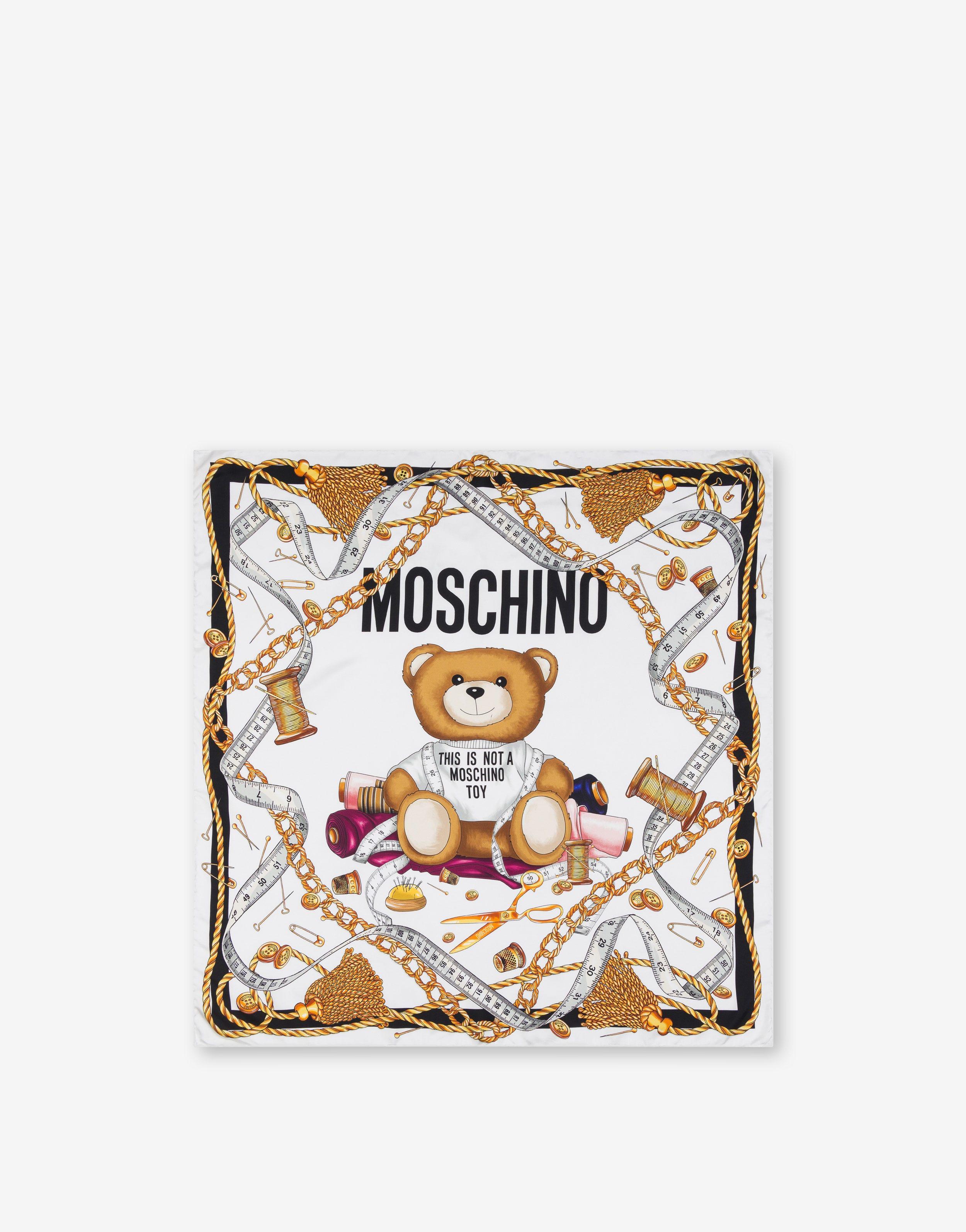 Moschino Sartorial Teddy Bear Silk Scarf in White | Lyst