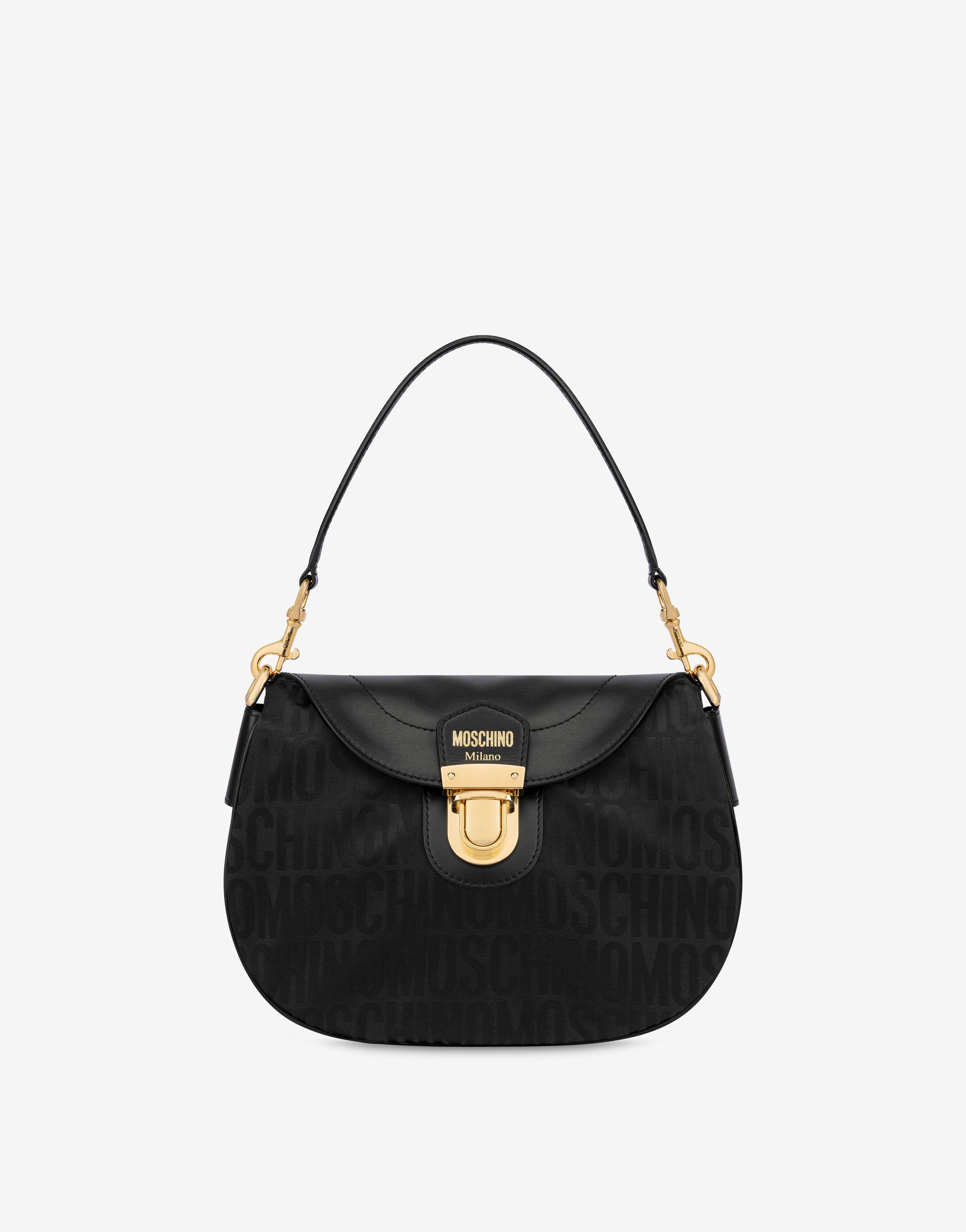 Moschino All-over Logo Nylon Handbag in Black | Lyst