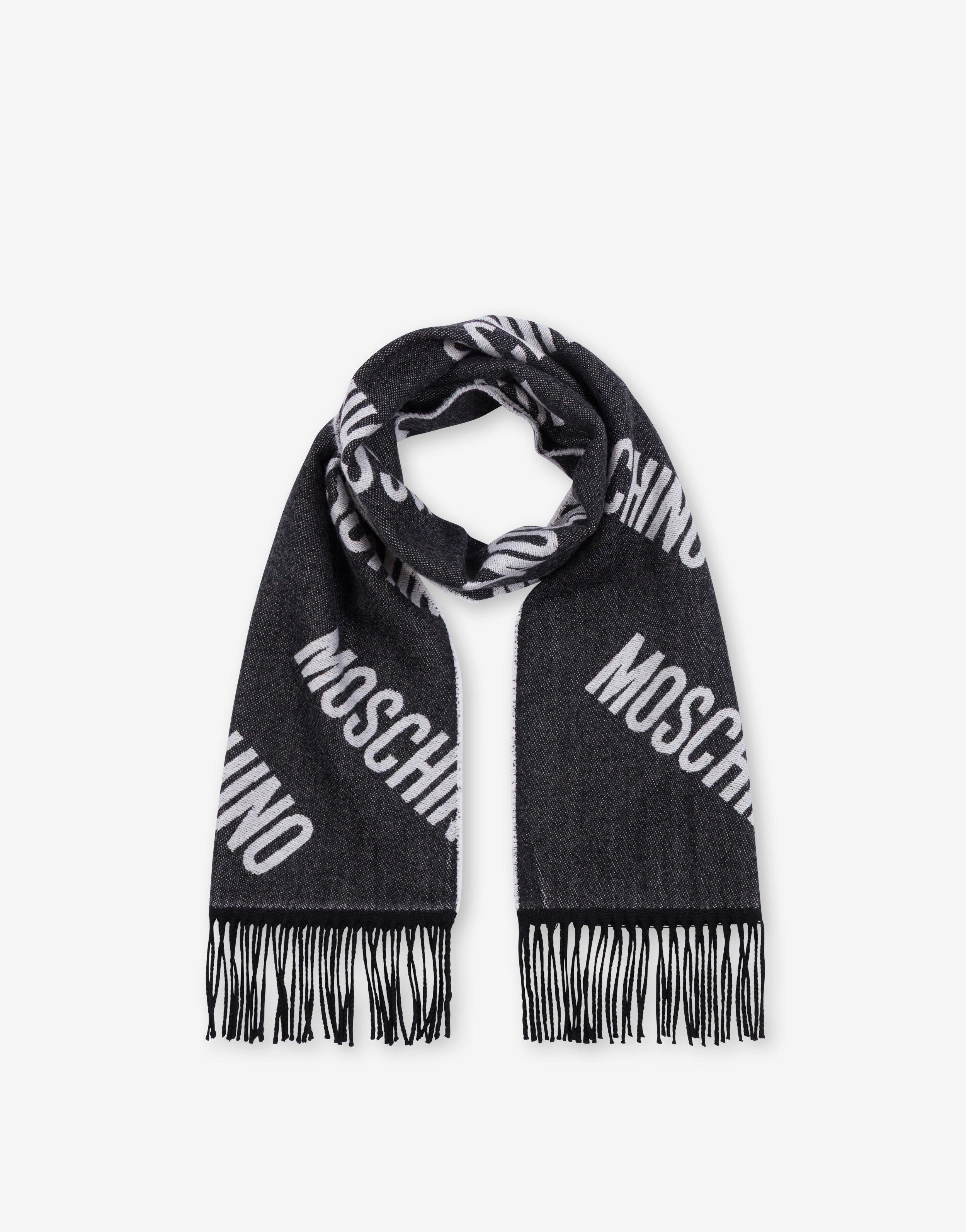 【MOSCHINO】Moschino Couture Scarf Woman Black Moschino Scarf Black Pattern - Square Silk Foulard - Como Milano