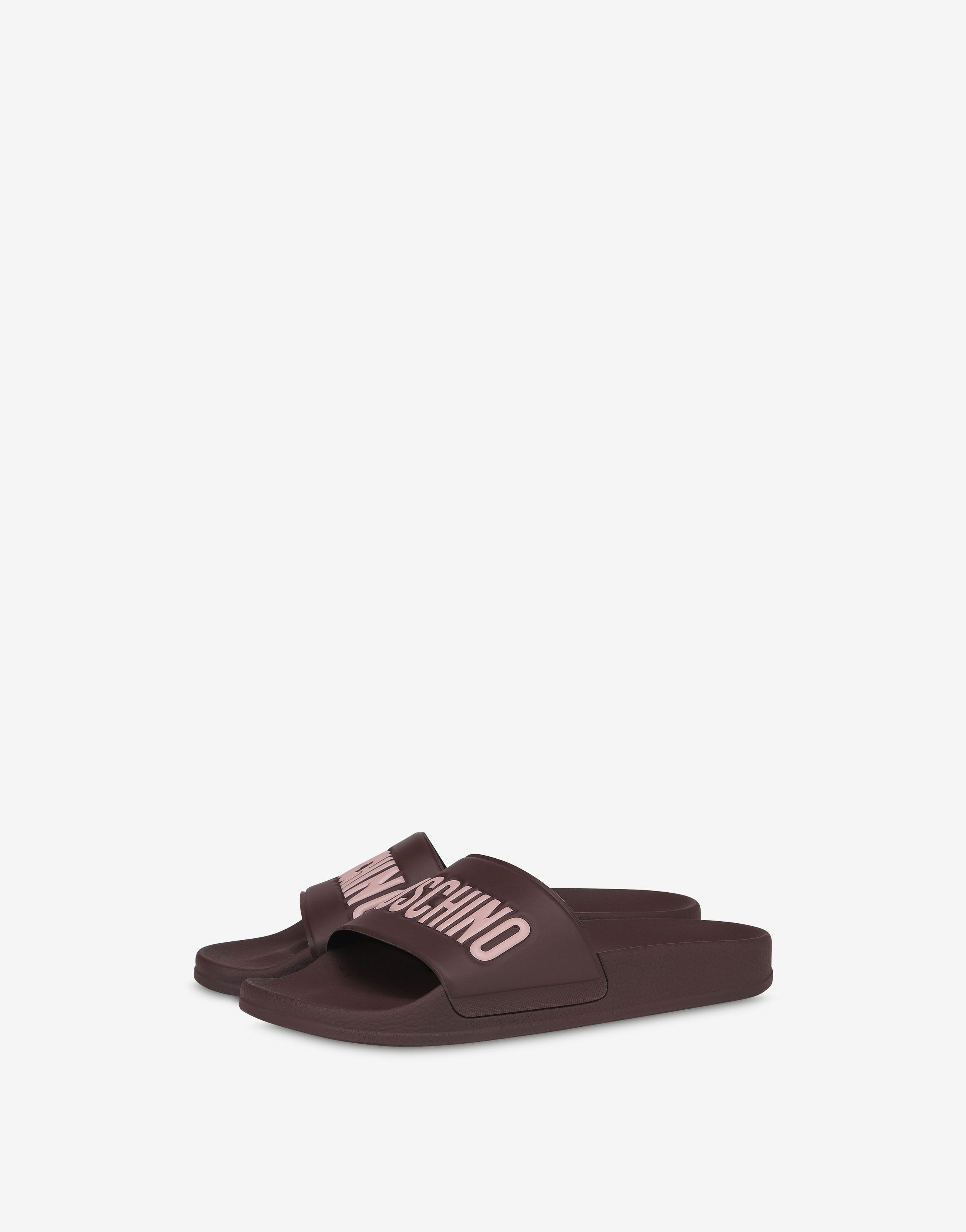 Moschino Pvc Pool Sliders With Logo in Brown | Lyst