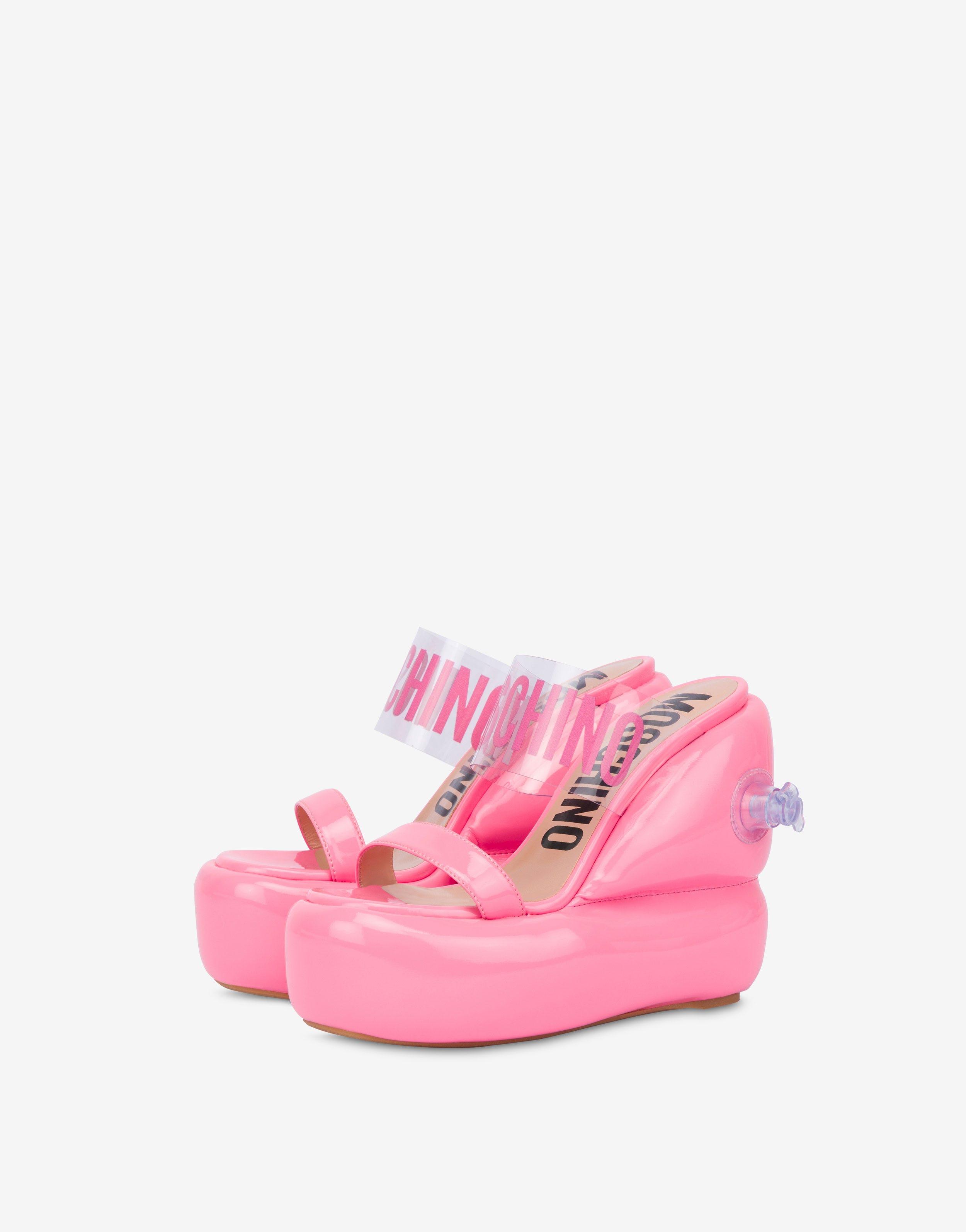 Moschino Inflatable Effect Wedge Sandals in Pink
