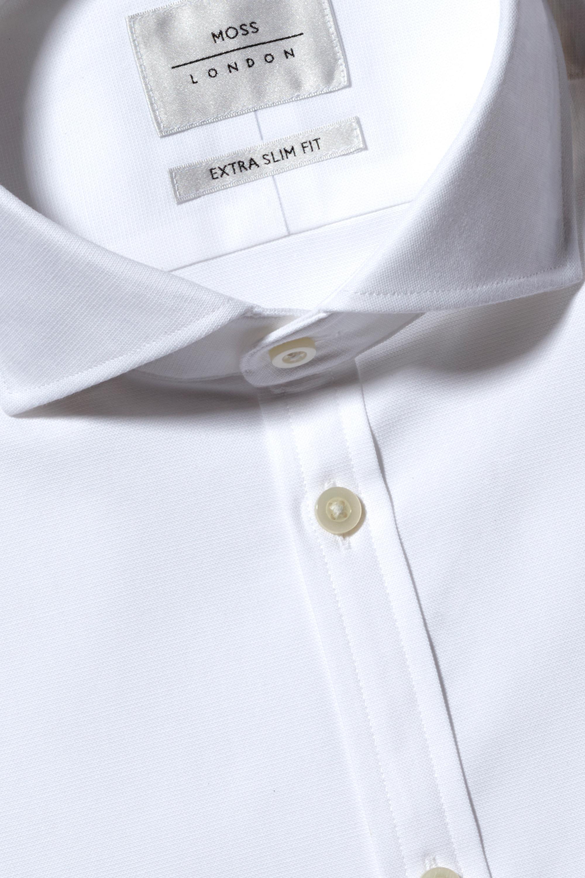 Moss Bros Cotton Extra Slim Fit White Single Cuff Performance Oxford