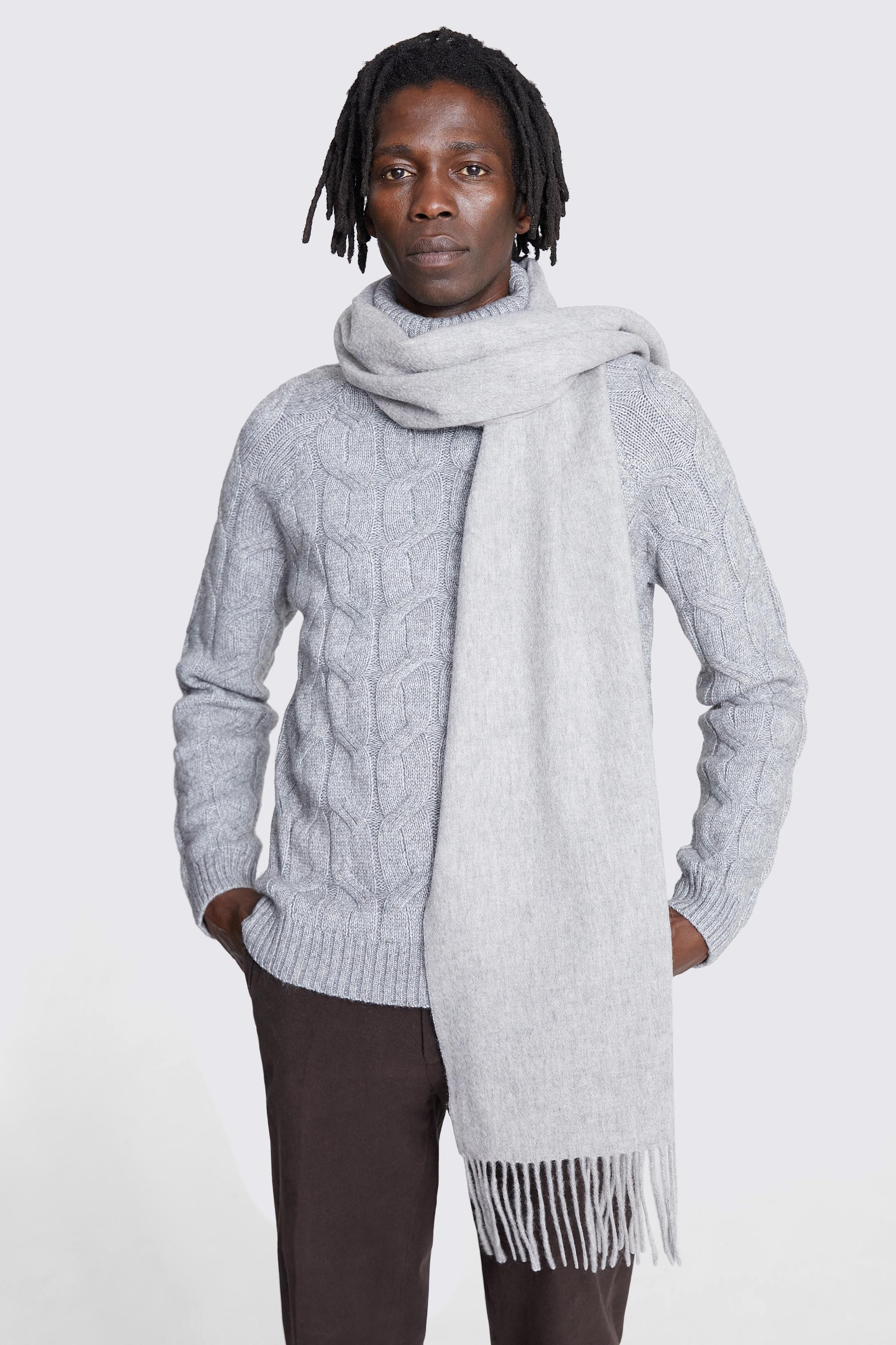 Moss Light Grey Cashmere Blend Scarf in White for Men | Lyst