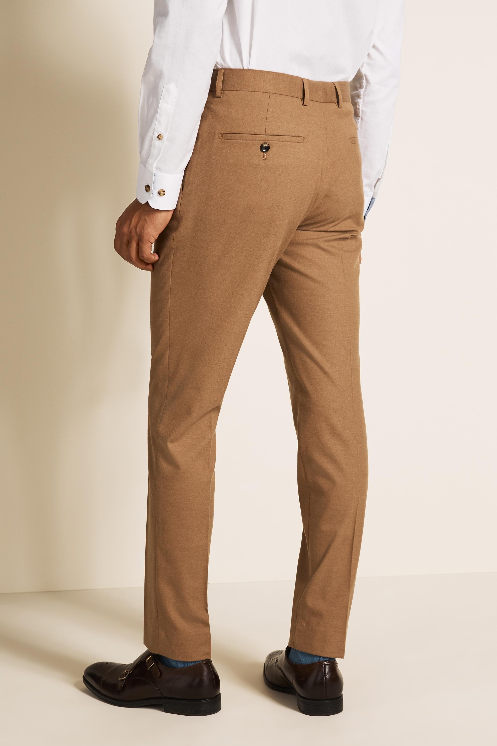 Moss London Slim Fit Camel Trousers in 