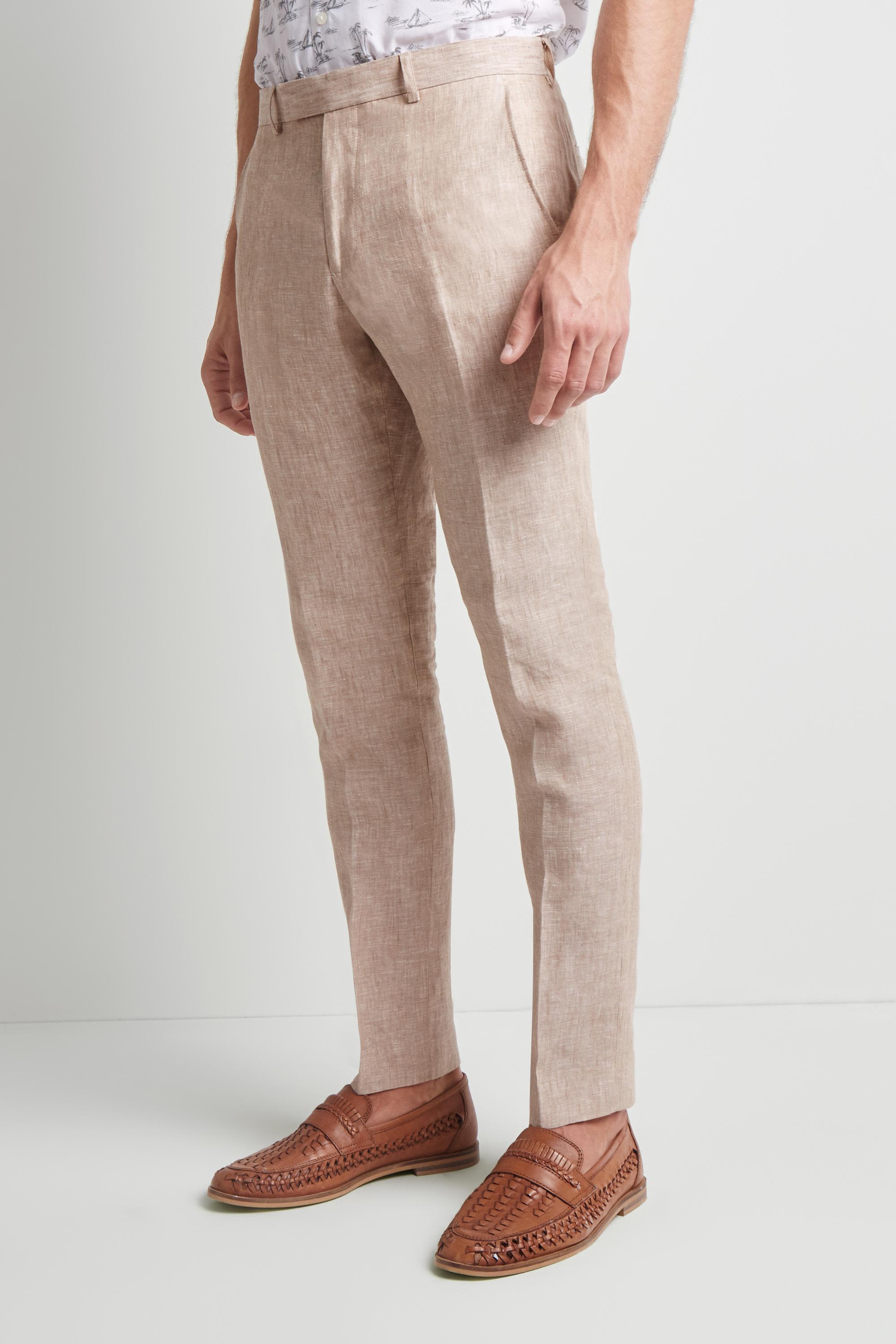 skinny fit linen trousers