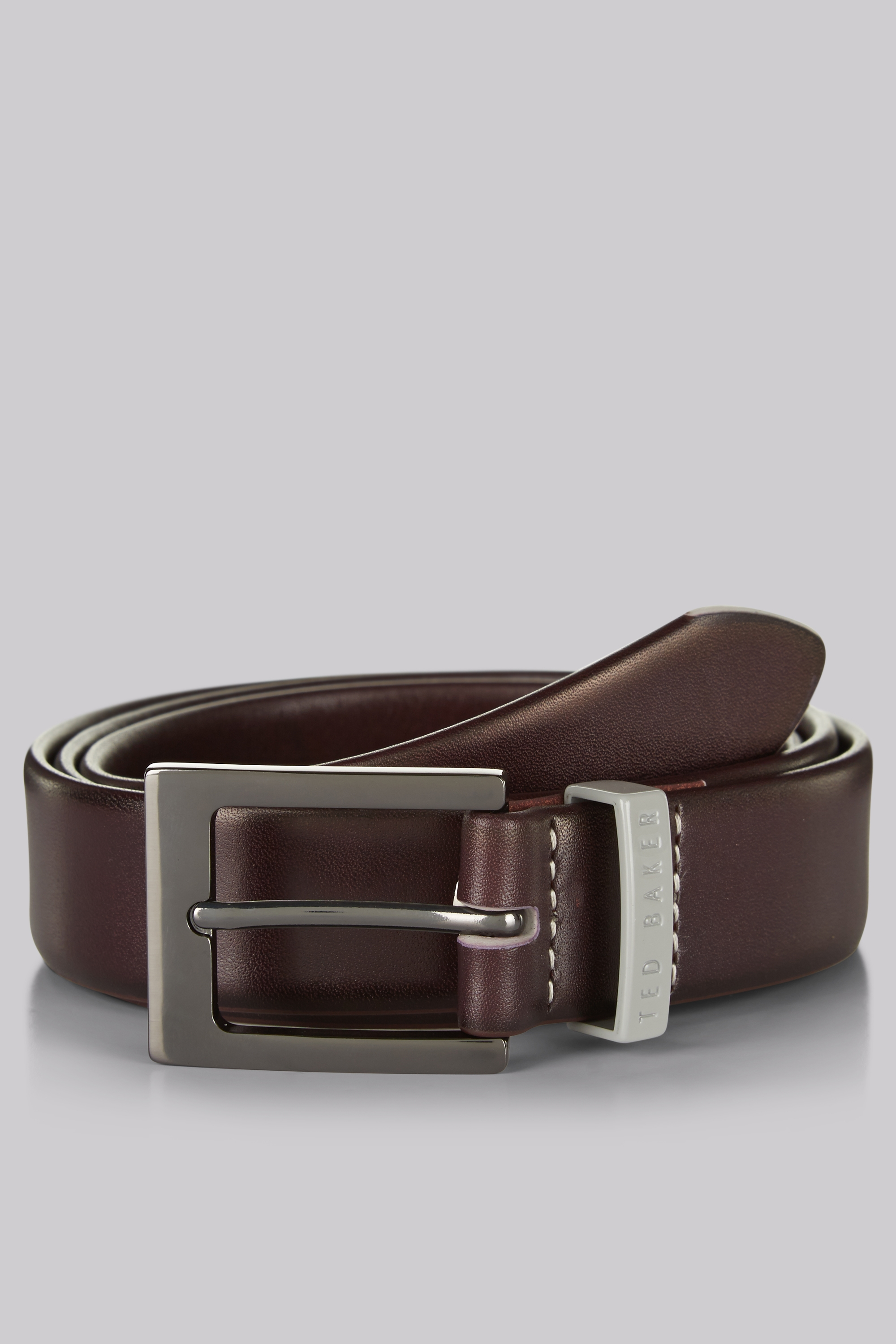 Ted Baker Oxblood Leather Belt in Brown for Men - Lyst